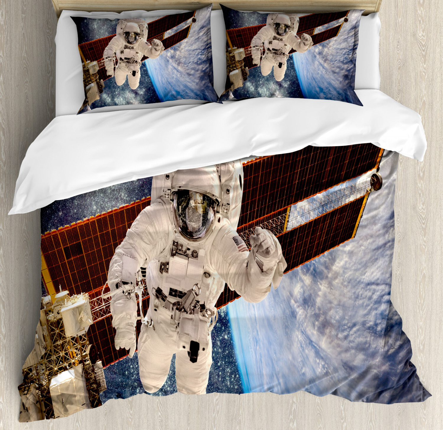 Outer Space Duvet Cover Set With Pillow Shams Gravity Astronaut