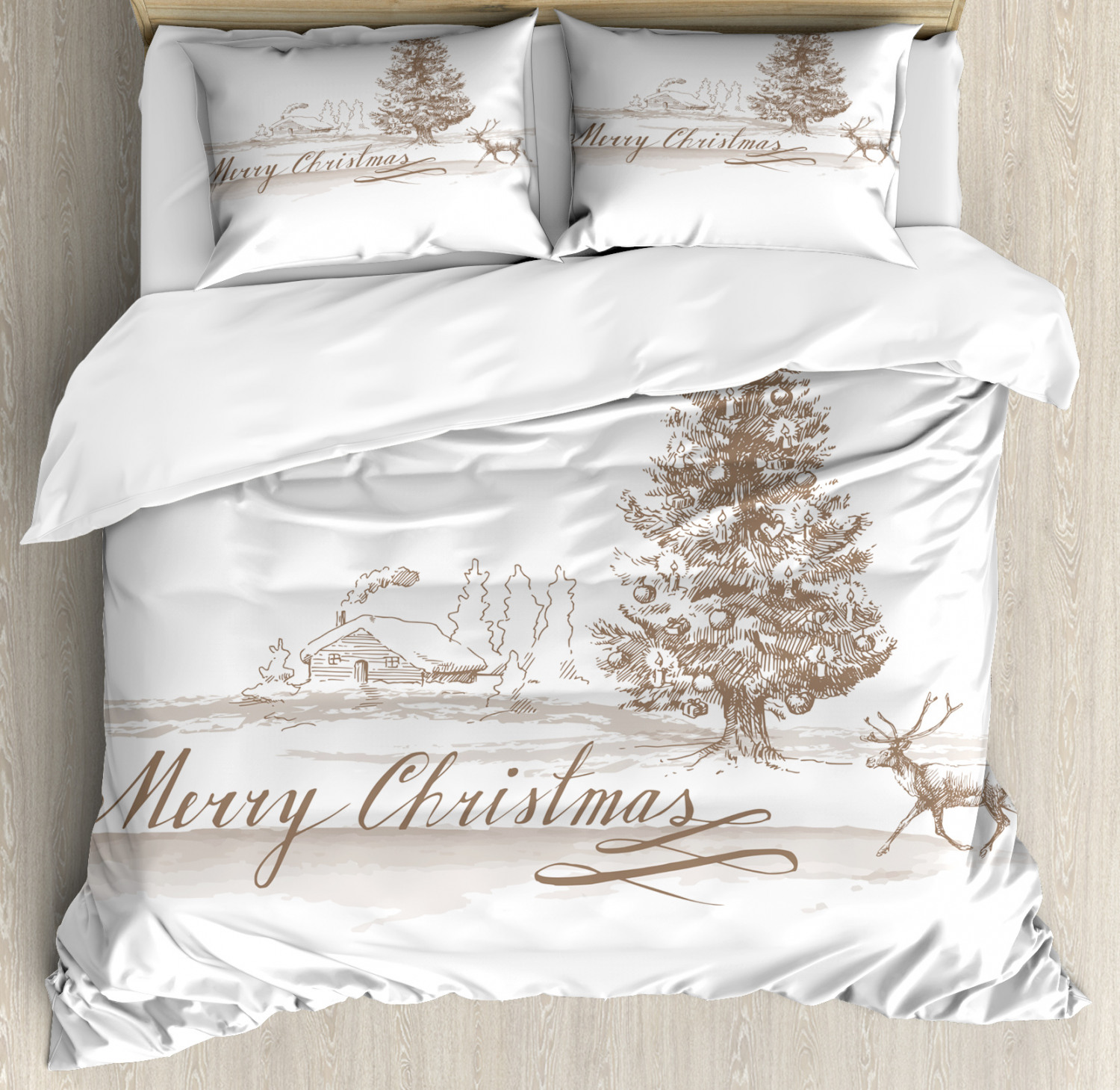 Duvet Cover Set With Pillow Shams Vintage Classic Xmas Duvet Cover Set With Pillow Shams Vintage Classic Xmas Print