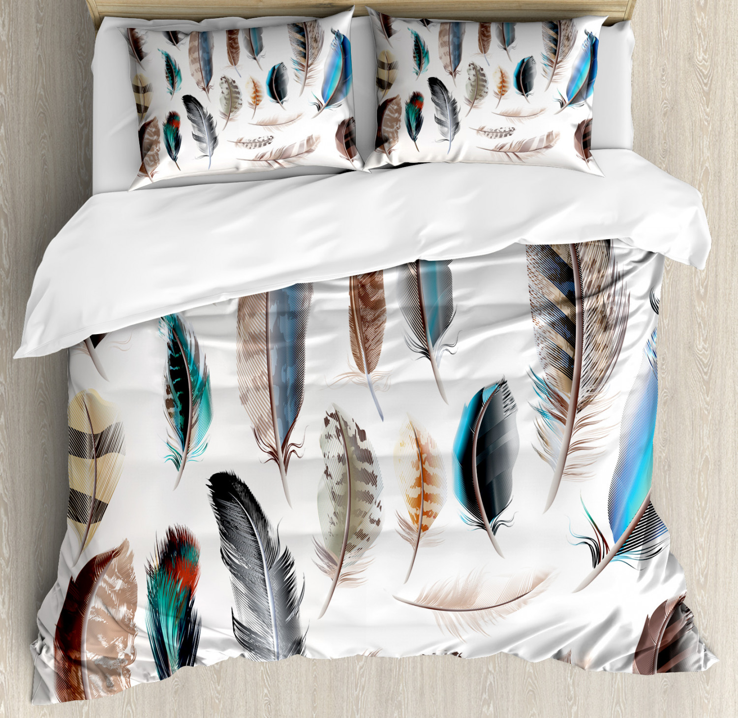 Animal Duvet Cover Set With Pillow Shams Bird Body Feathers Set