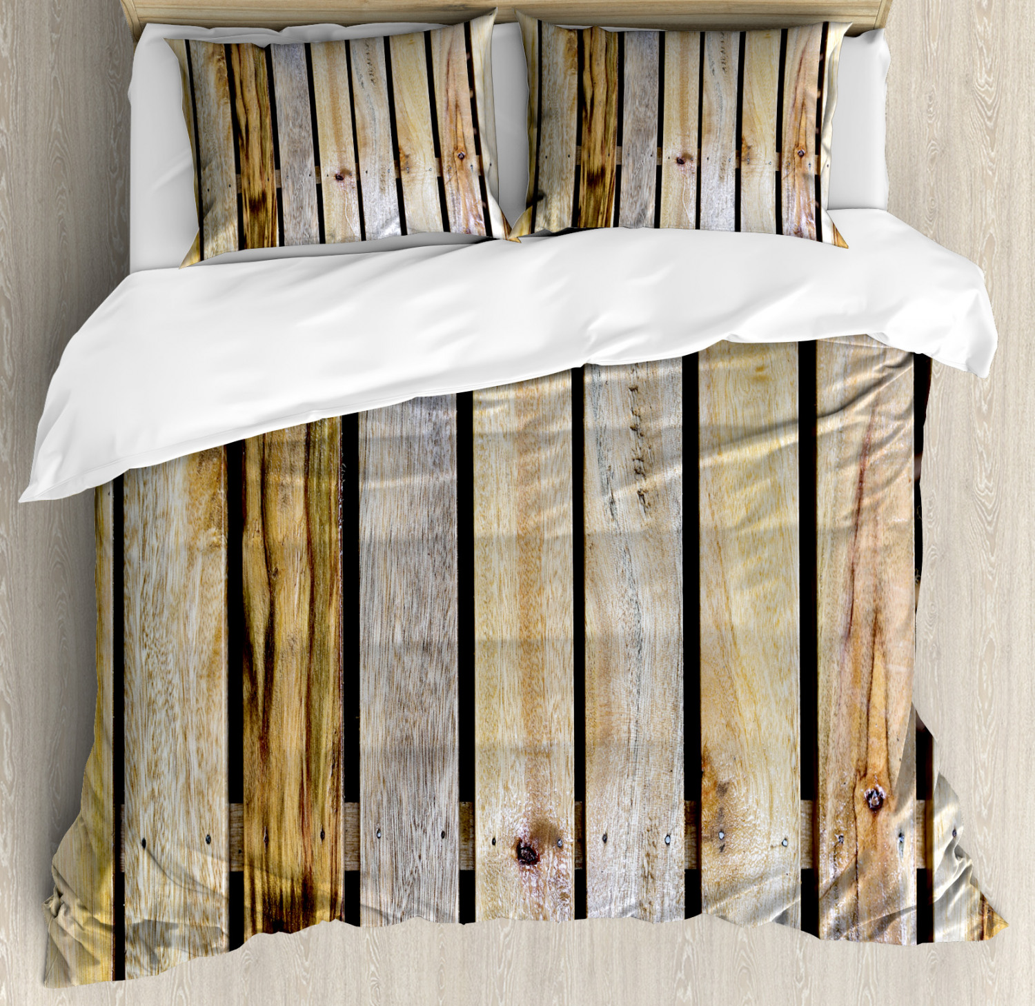 Rustic Duvet Cover Set With Pillow Shams Country Timber Fence