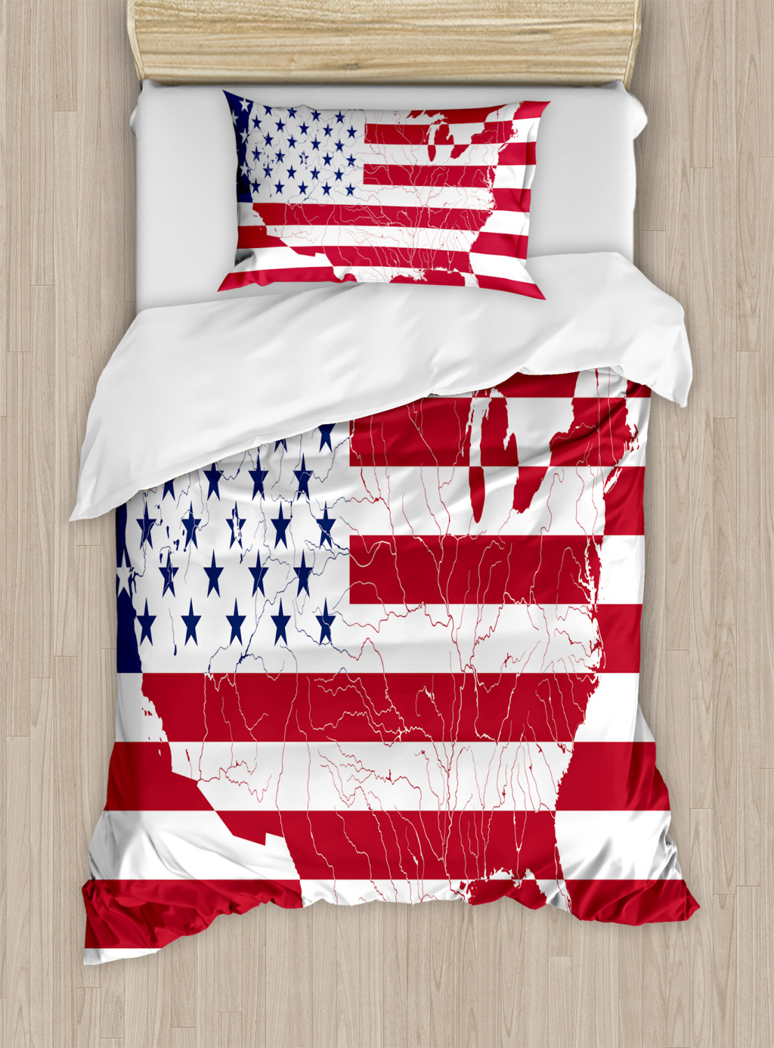 American Flag Duvet Cover Set with Pillow Shams Martial World Print - Picture 7 of 8