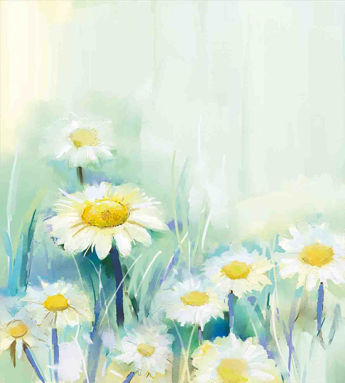 Daisy Flower Field Art Print Floral Quilted Coverlet & Pillow Shams Set 