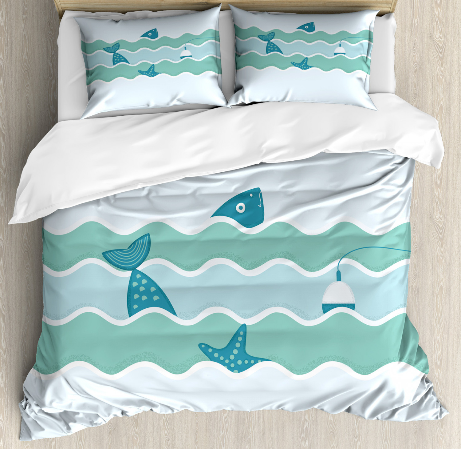 Aquatic Ocean Duvet Cover Set Twin Queen King Sizes with Pillow Shams ...