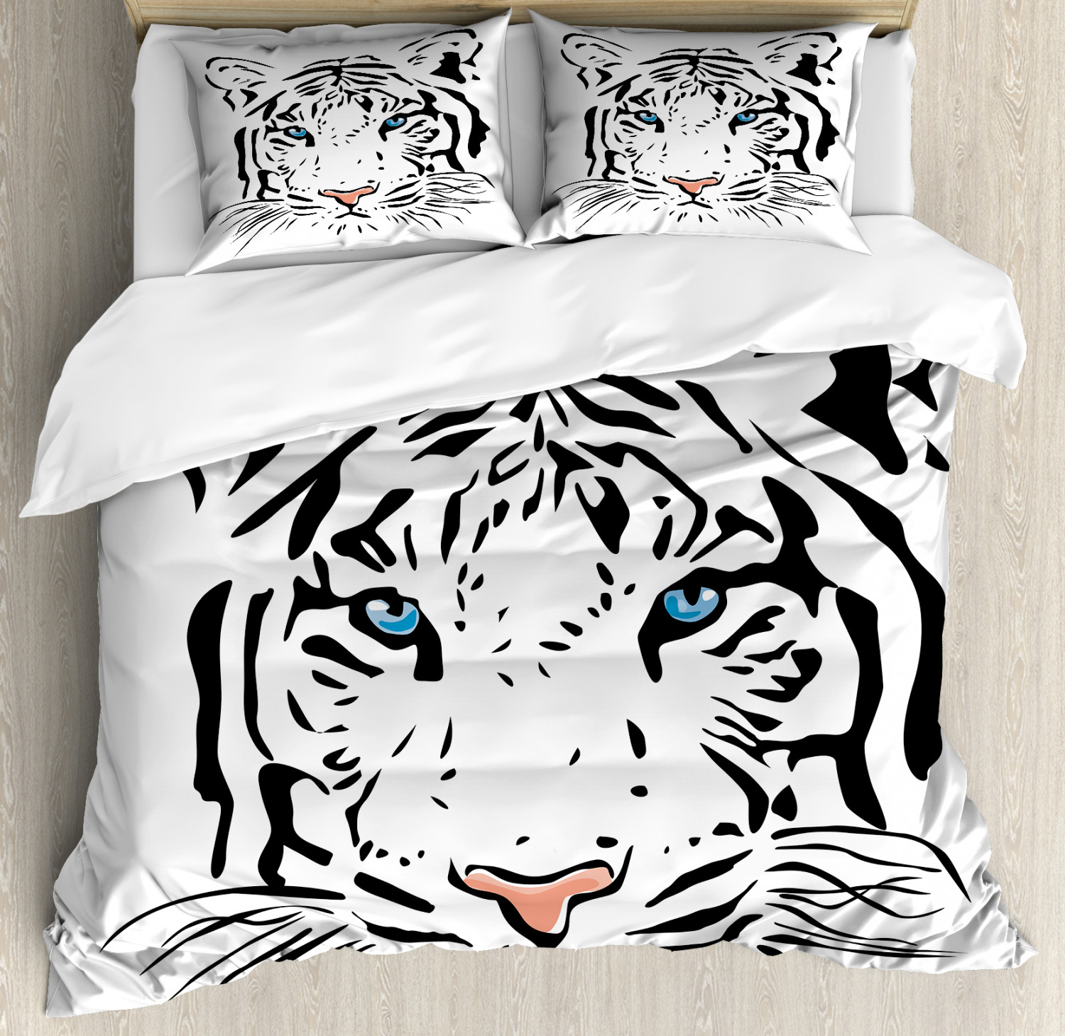 Tattoo Duvet Cover Set with Pillow Shams Tiger Ocean bluee Eyes Print Tattoo Duvet Cover Set with Pillow Shams Tiger Ocean bluee Eyes Print