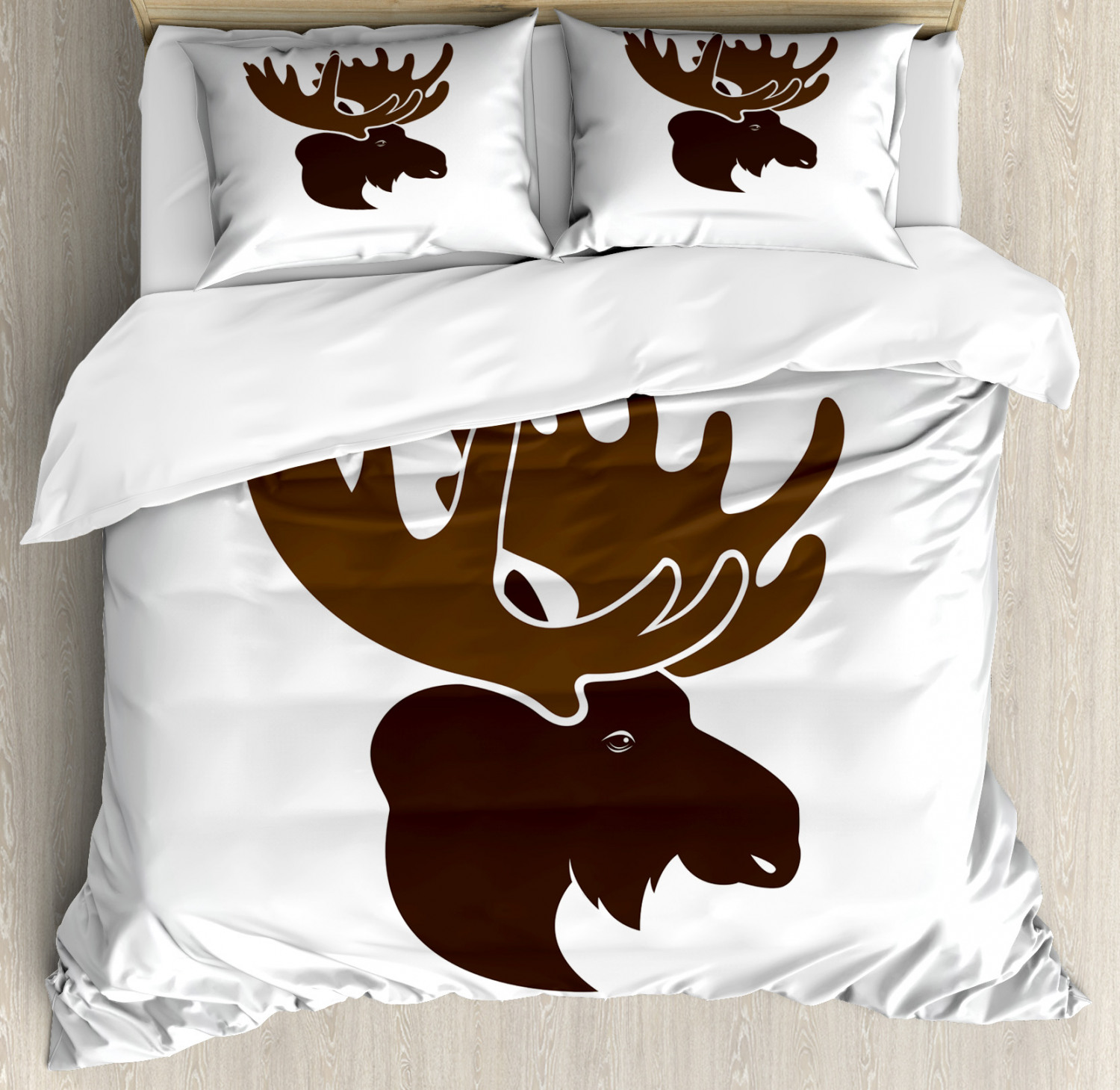 Animal Duvet Cover Set With Pillow Shams Canadian Deer Head Print