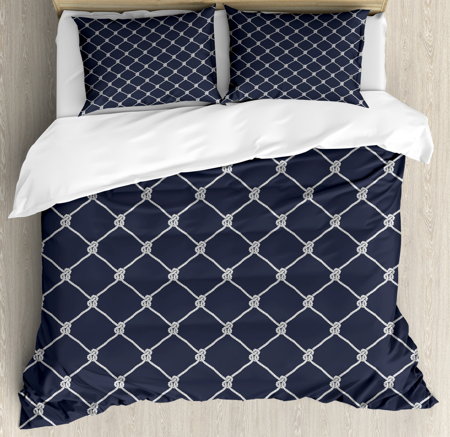 Navy Duvet Cover Set with Pillow Shams Classic Vertical Sea Rope Print eBay