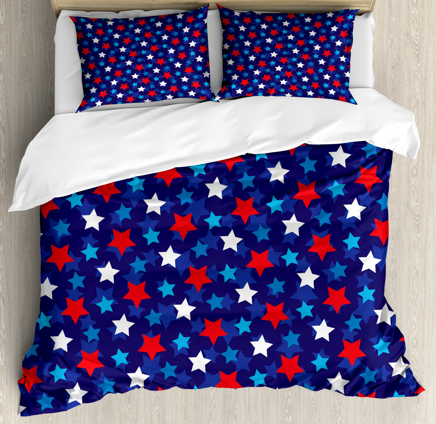 Patriotic Duvet Cover Set with Pillow Shams American Flag Stars Print ...