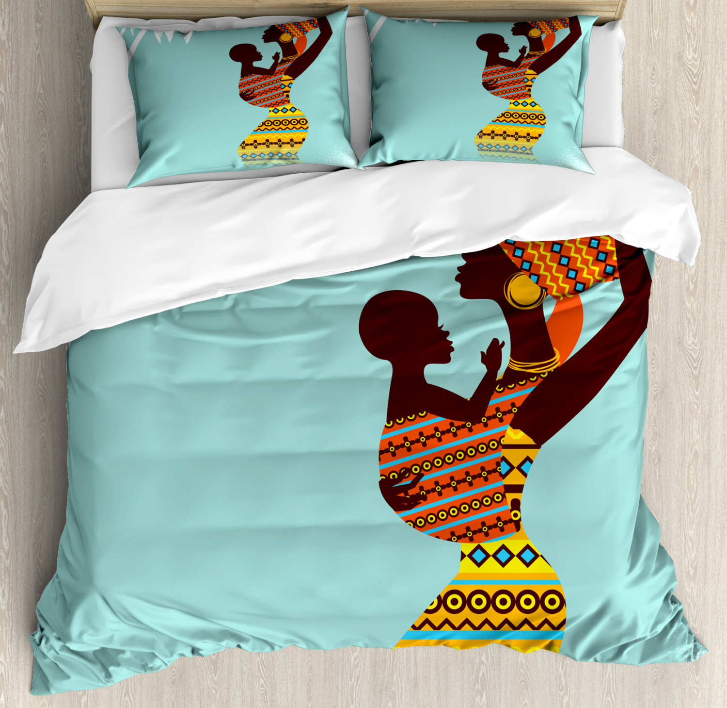Retro Duvet Cover Set With Pillow Shams African Ethnic Mother