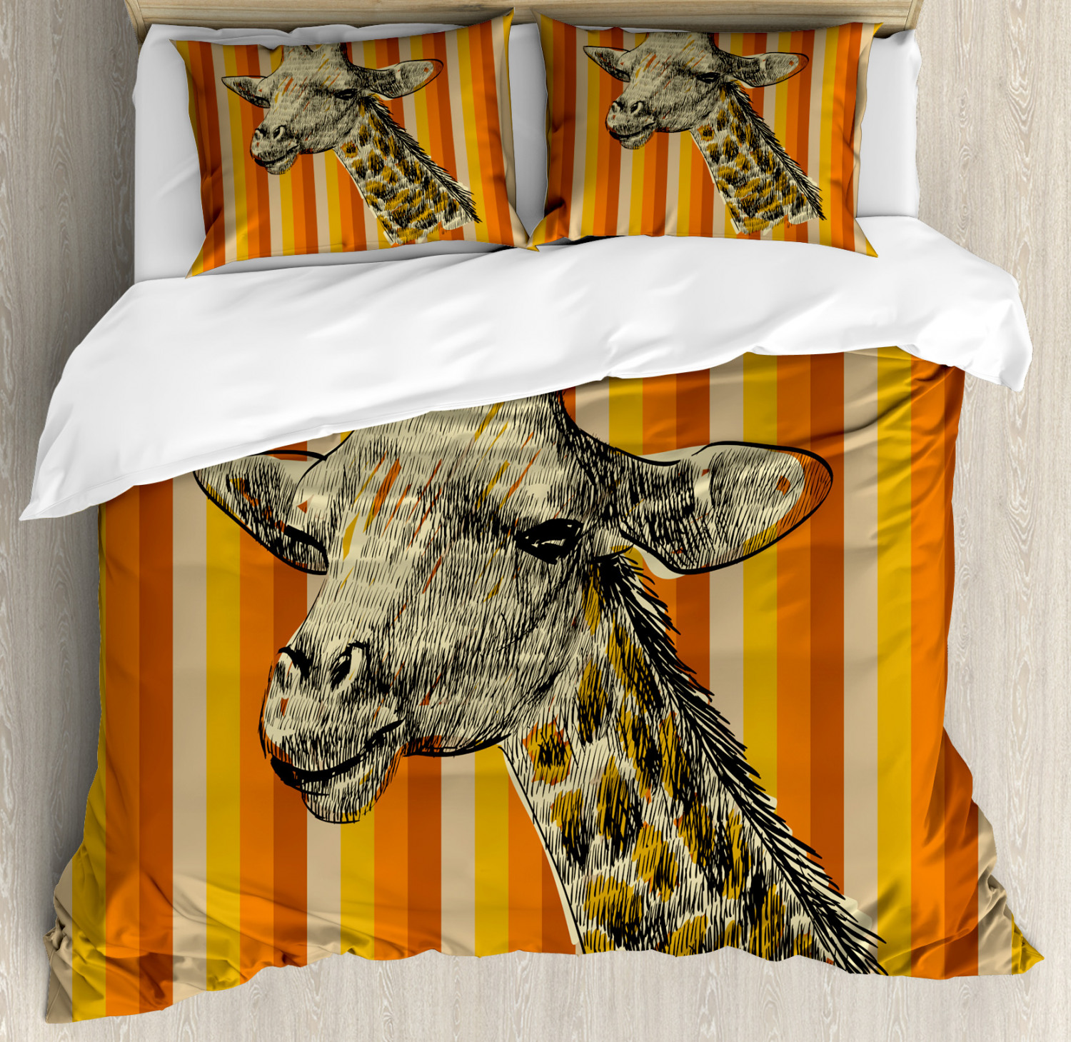 Giraffe Duvet Cover Set With Pillow Shams Hipster African Animal