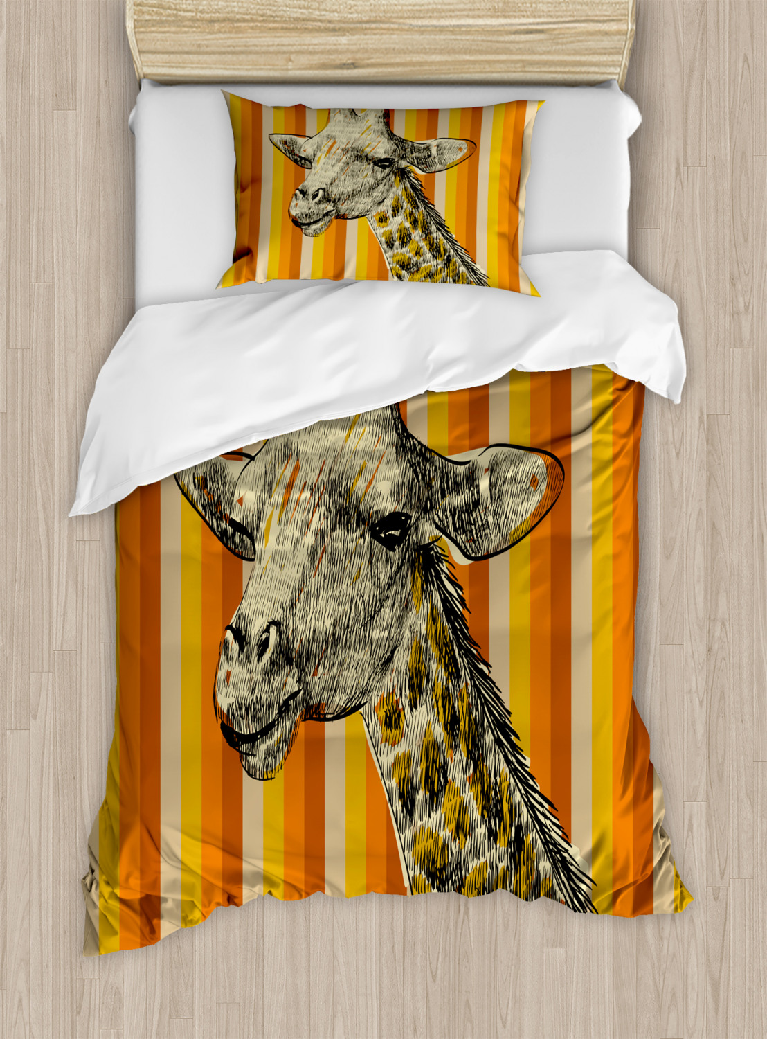 Giraffe Duvet Cover Set with Pillow Shams Hipster African Animal Print ...