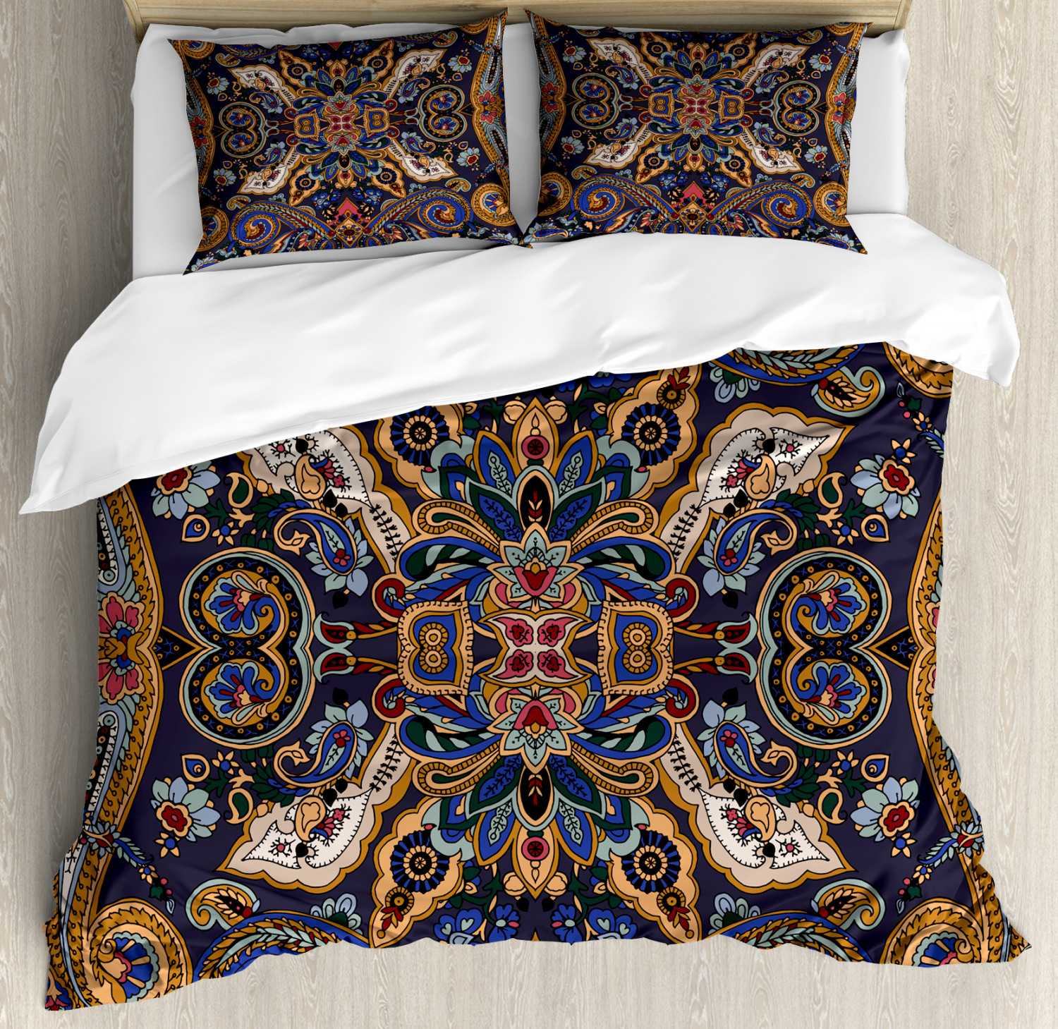 Paisley Duvet Cover Set With Pillow Shams Moroccan Floret Antique