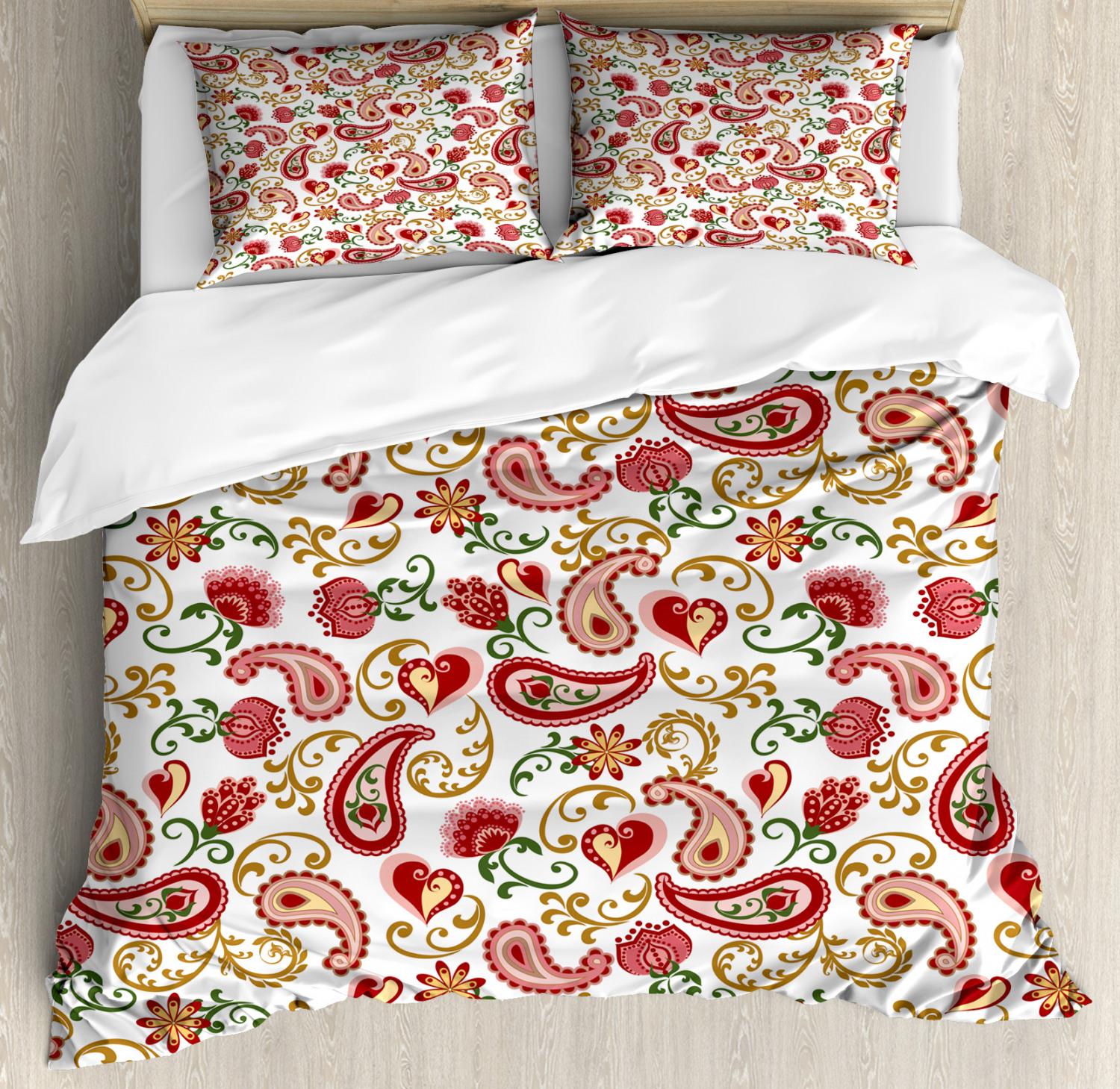 Paisley Duvet Cover Set With Pillow Shams Style Rose Motif Print