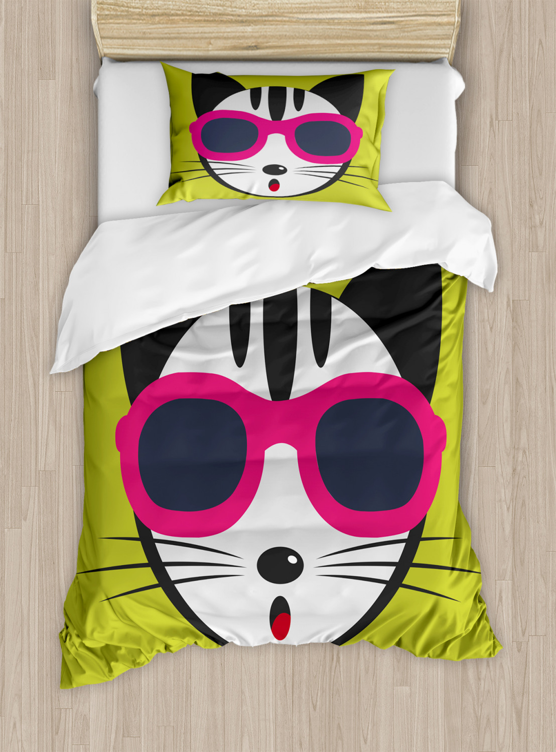 Sweet Kitten Cat Cute Animal Duvet Set Quilt Cover Bedding Single Double King