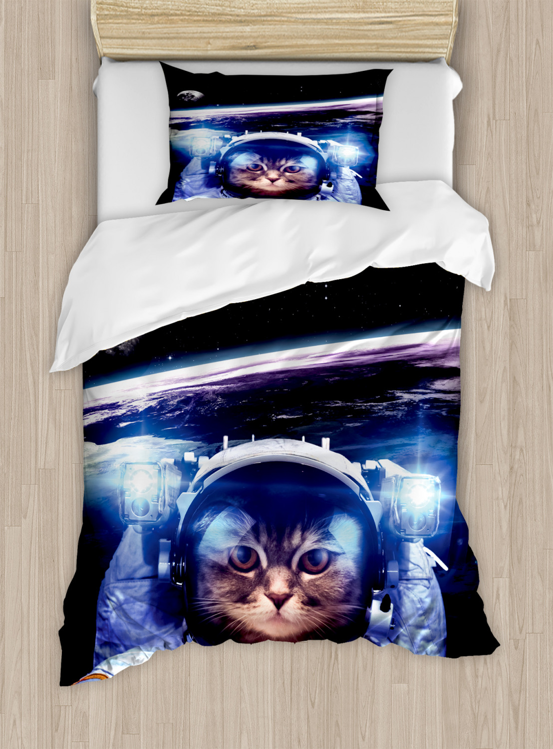Katzen Bettwäsche Set Lustiger Astronaut Pet Humor