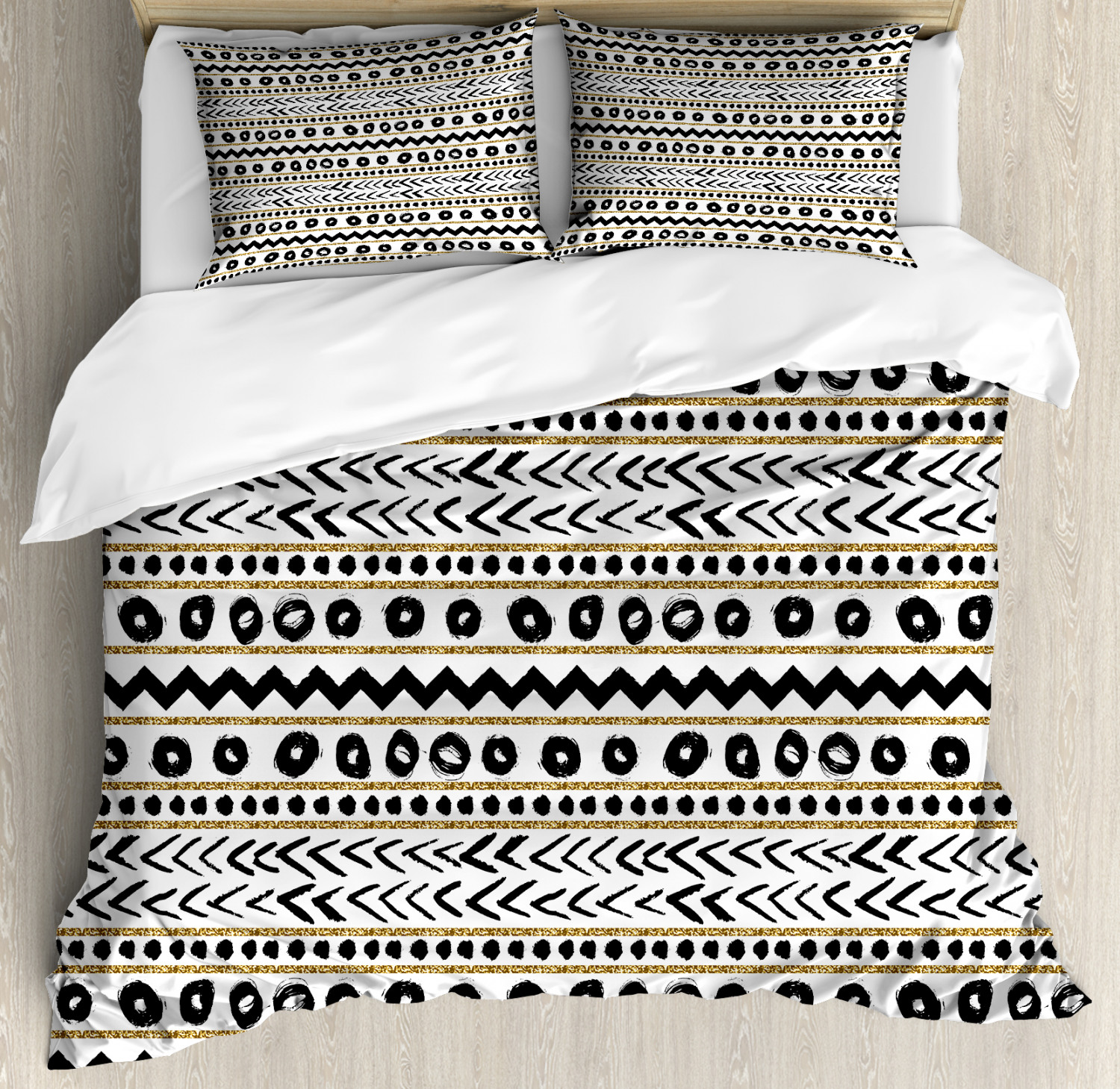 Boho Duvet Cover Set With Pillow Shams Abstract Primitive Figures