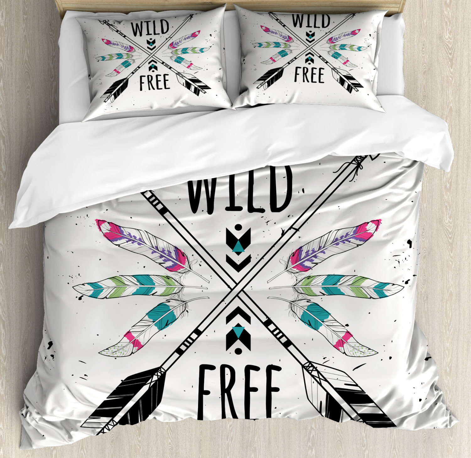 Tribal Duvet Cover Set With Pillow Shams Ethnic Arrows Quotes