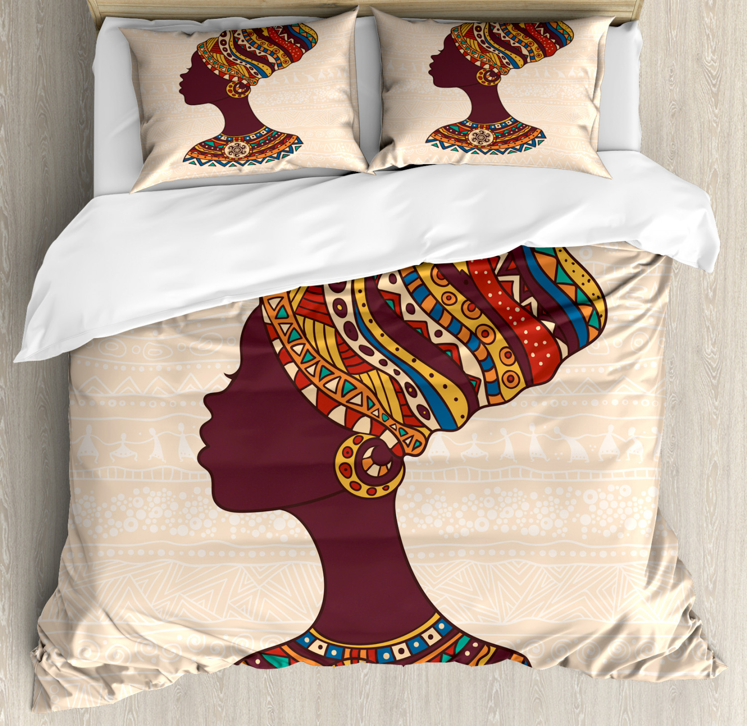 Tribal Duvet Cover Set With Pillow Shams African Ethnic Woman