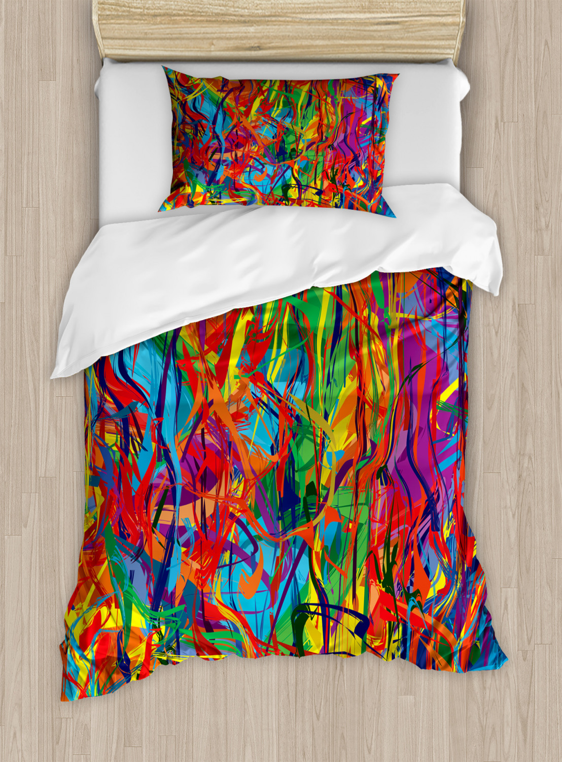 Rainbow Circled Pattern Print Modern Quilted Bedspread & Pillow Shams Set 