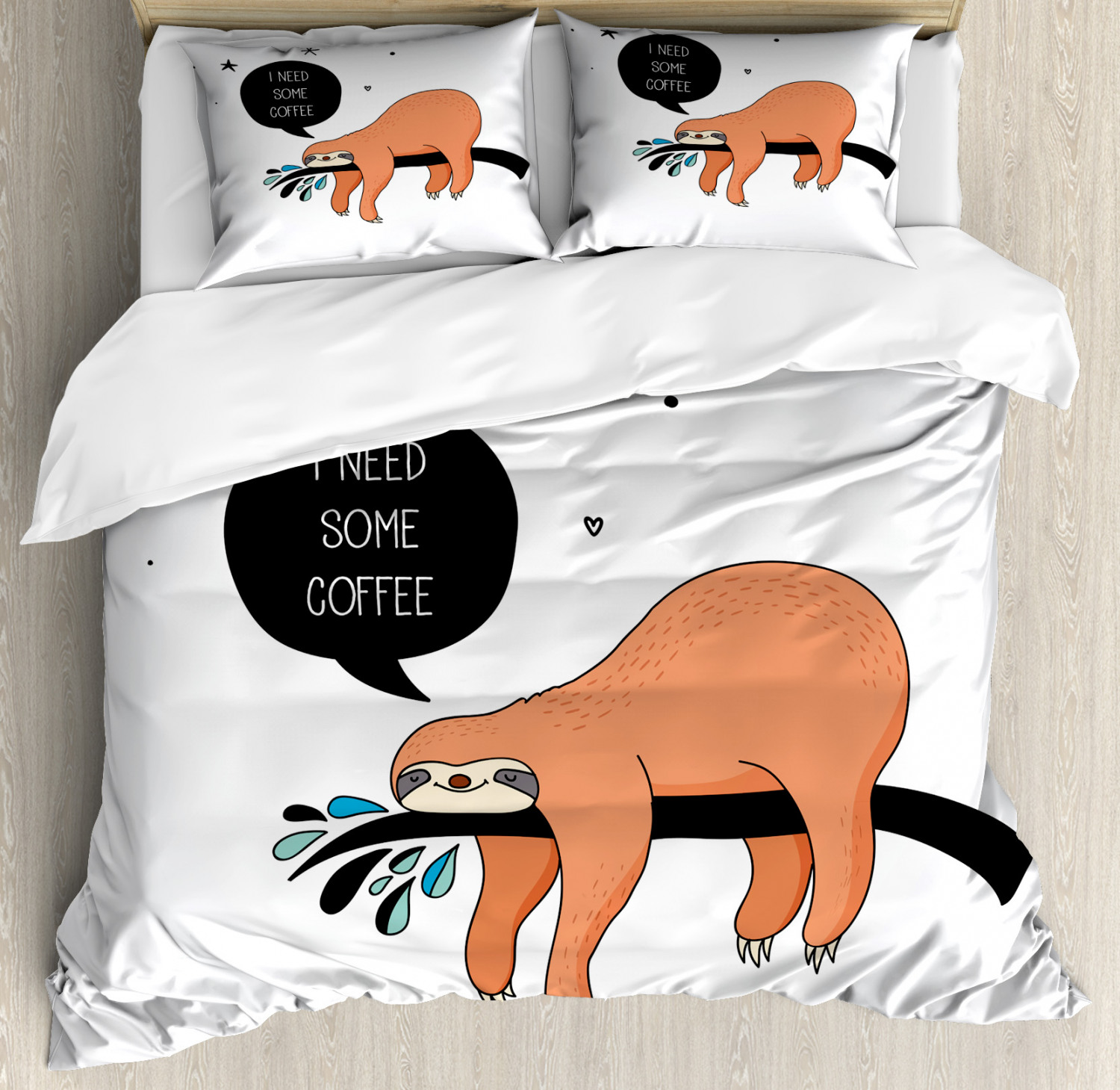 Animal Duvet Cover Set With Pillow Shams Shy Happy Cartoon Sloth