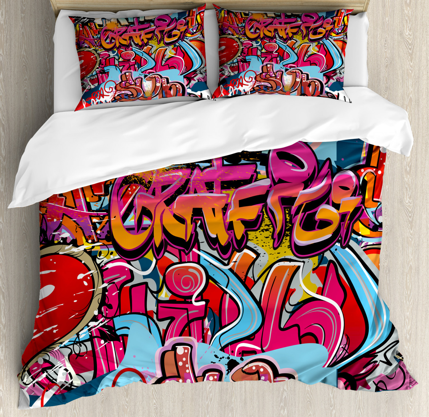 Graffiti Duvet Cover Set With Pillow Shams Hip Hop Street Art