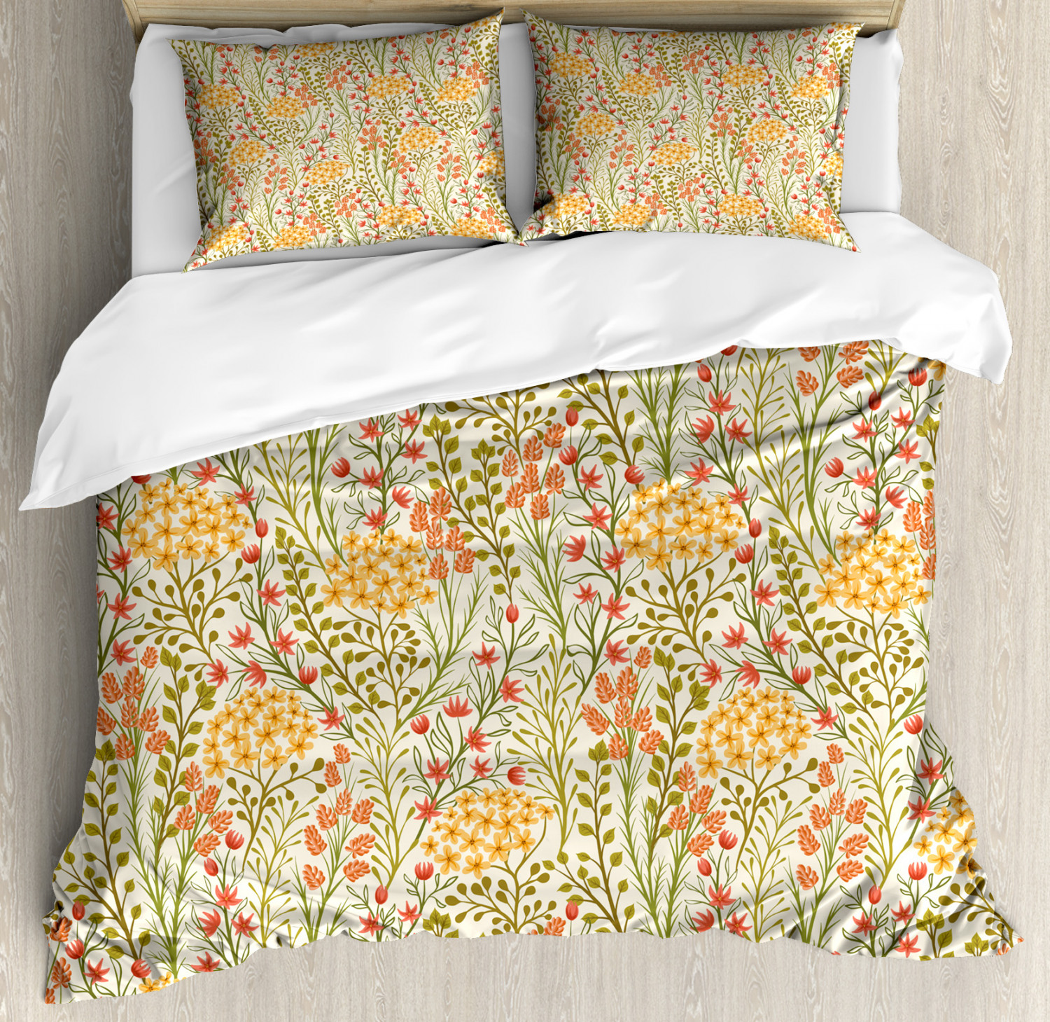 Flower Duvet Cover Set With Pillow Shams Old Vintage Ivy Lilacs