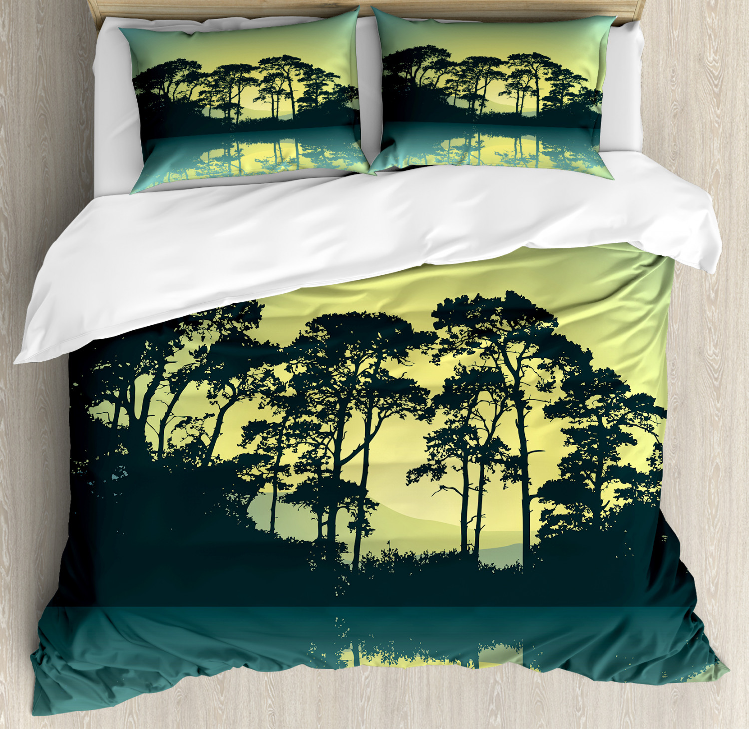 Abstract Duvet Cover Set with Pillow Shams Forest Tree Landscape Print eBay