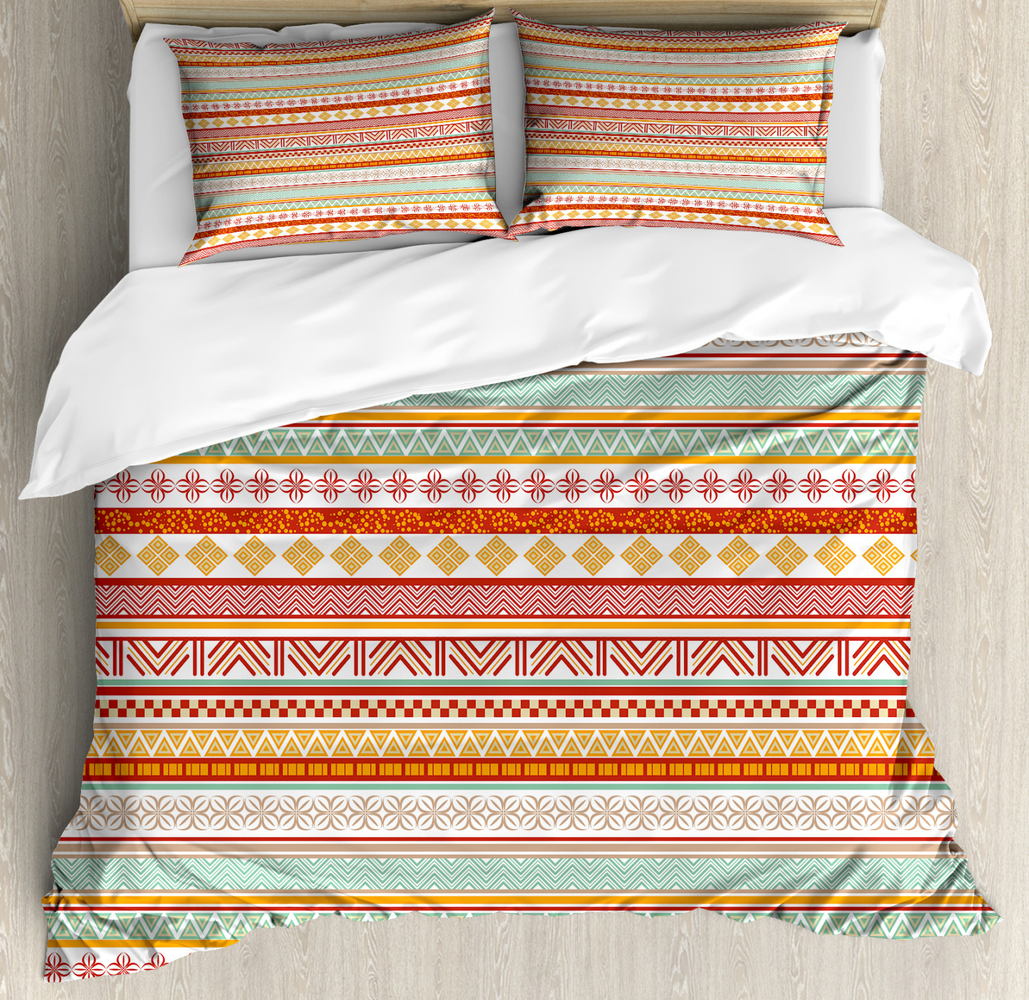 Tribal Duvet Cover Set with Pillow Shams Striped with Art Print Tribal Duvet Cover Set with Pillow Shams Striped with Art Print
