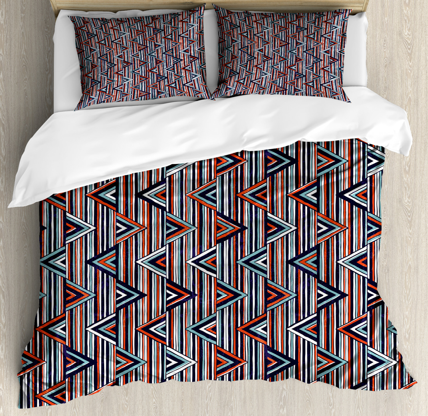 Tribal Duvet Cover Set with Pillow Shams African Ethnic Striped Print Tribal Duvet Cover Set with Pillow Shams African Ethnic Striped Print