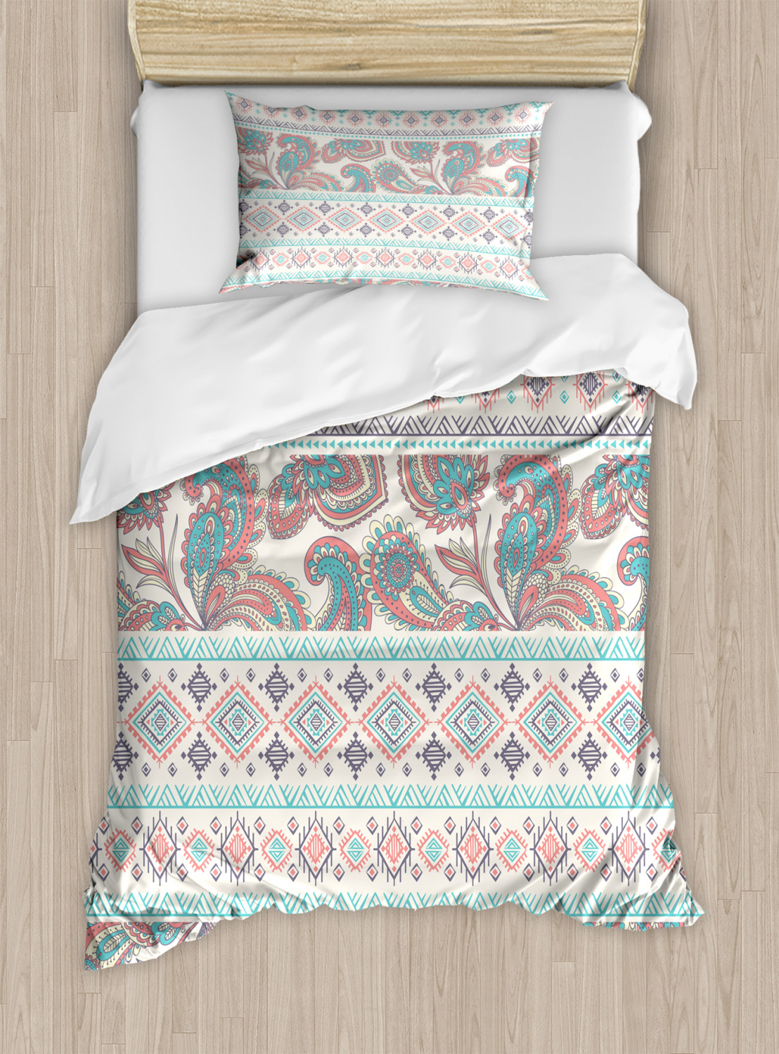 Tribal Duvet Cover Set with Pillow Shams Floral Paisley ...