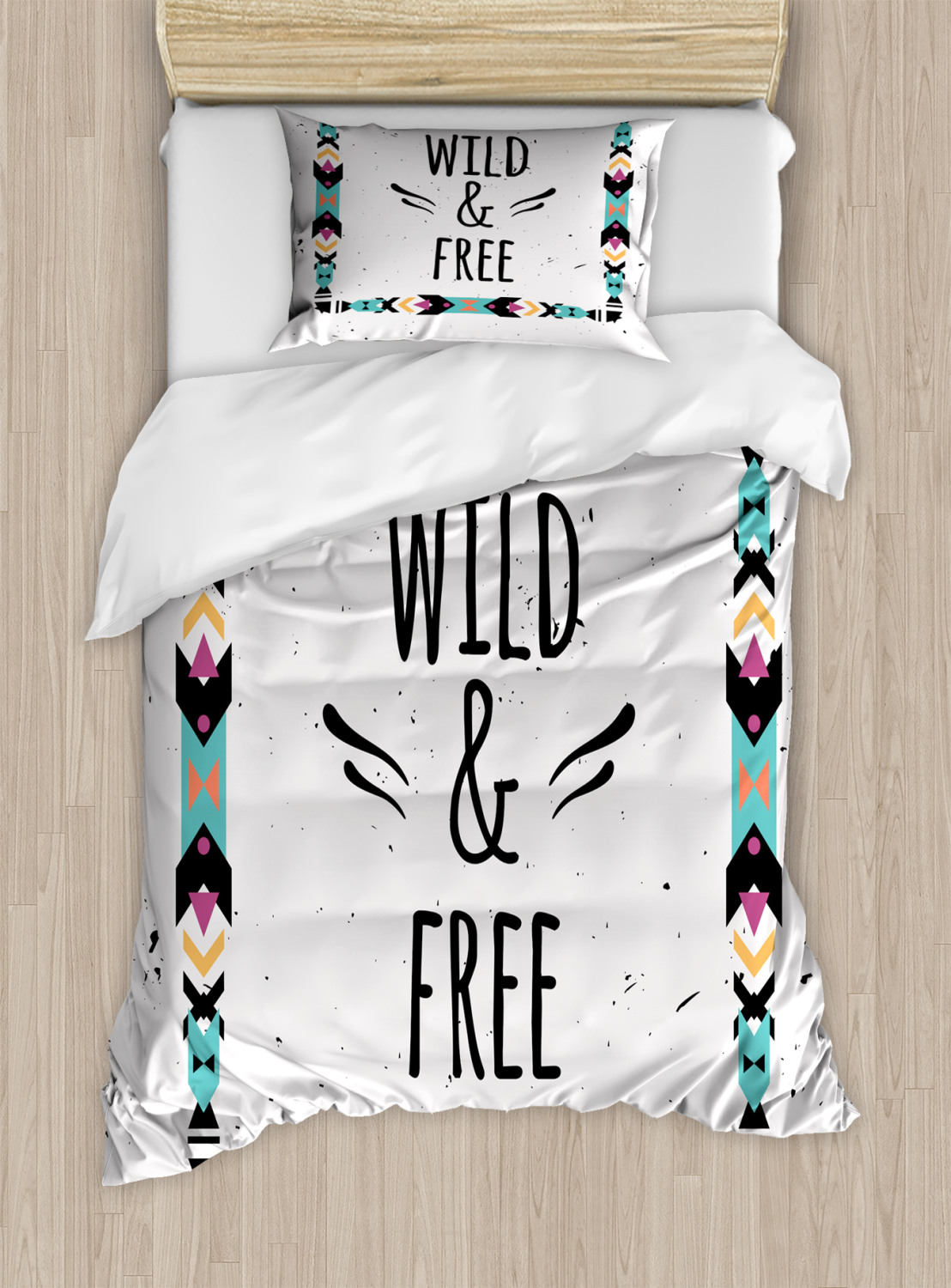 Abstract Duvet Cover Set with Pillow Shams Geometric Boho Frame Print