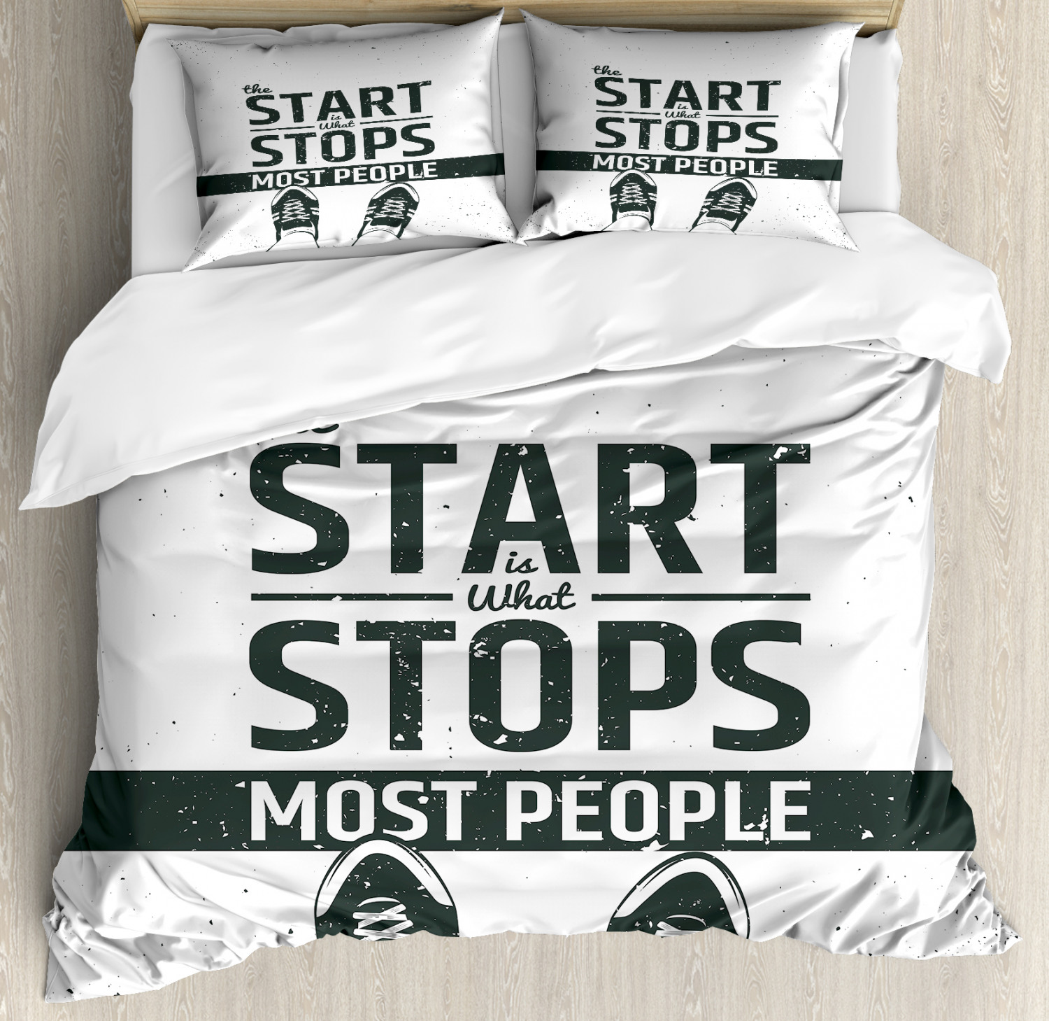 Quote Duvet Cover Set with Pillow Shams Motivational Quotation Print