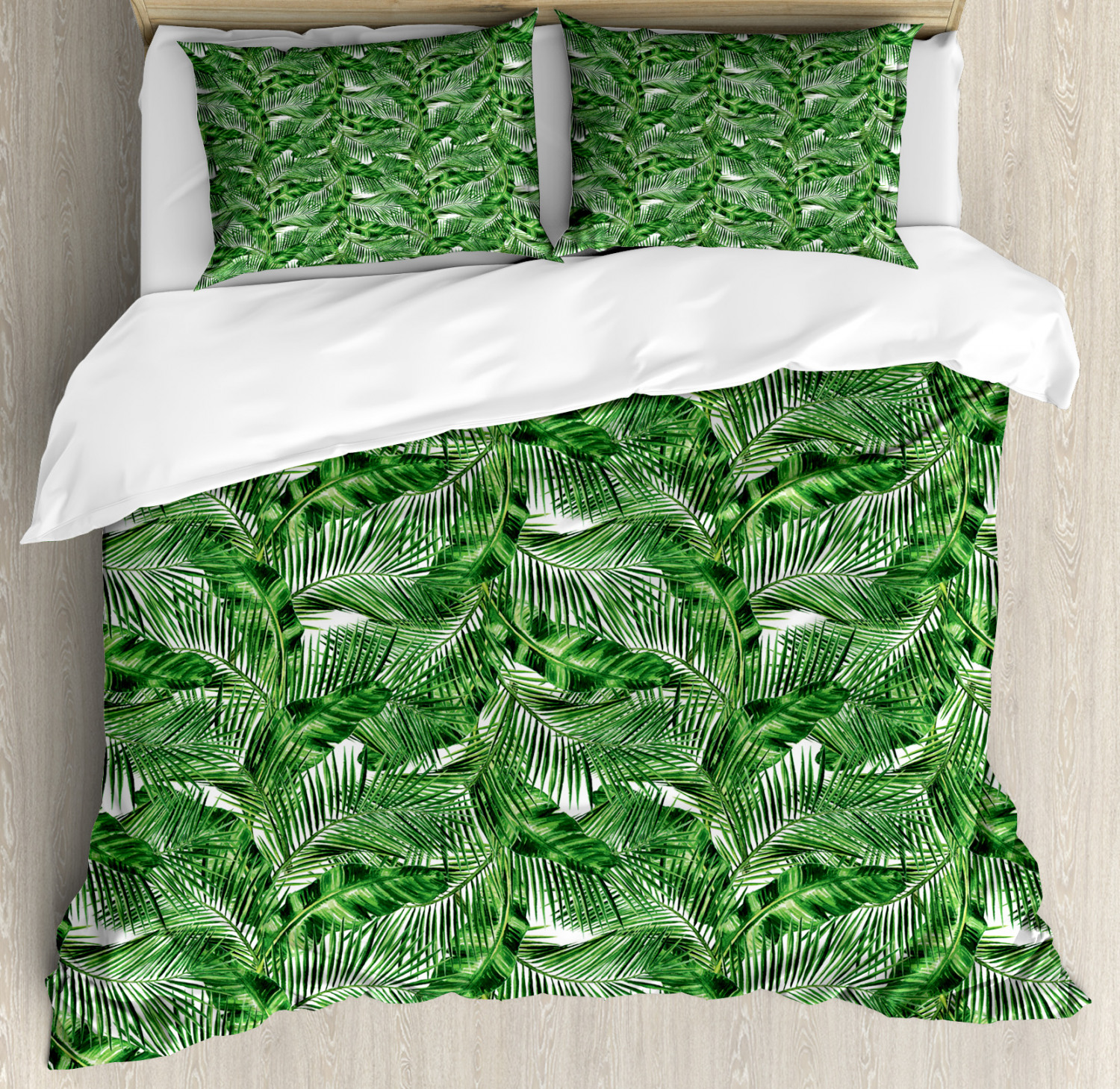 Zen Duvet Cover Set With Pillow Shams Tropic Plants Pattern Print