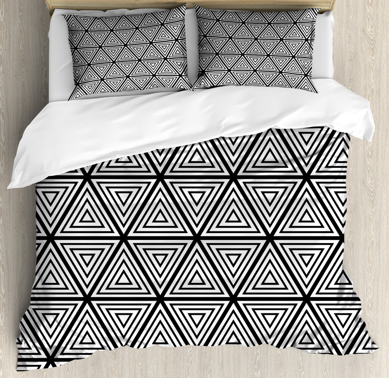 Bohemian Duvet Cover Set with Pillow Shams Triangles Minimalist Print Bohemian Duvet Cover Set with Pillow Shams Triangles Minimalist Print