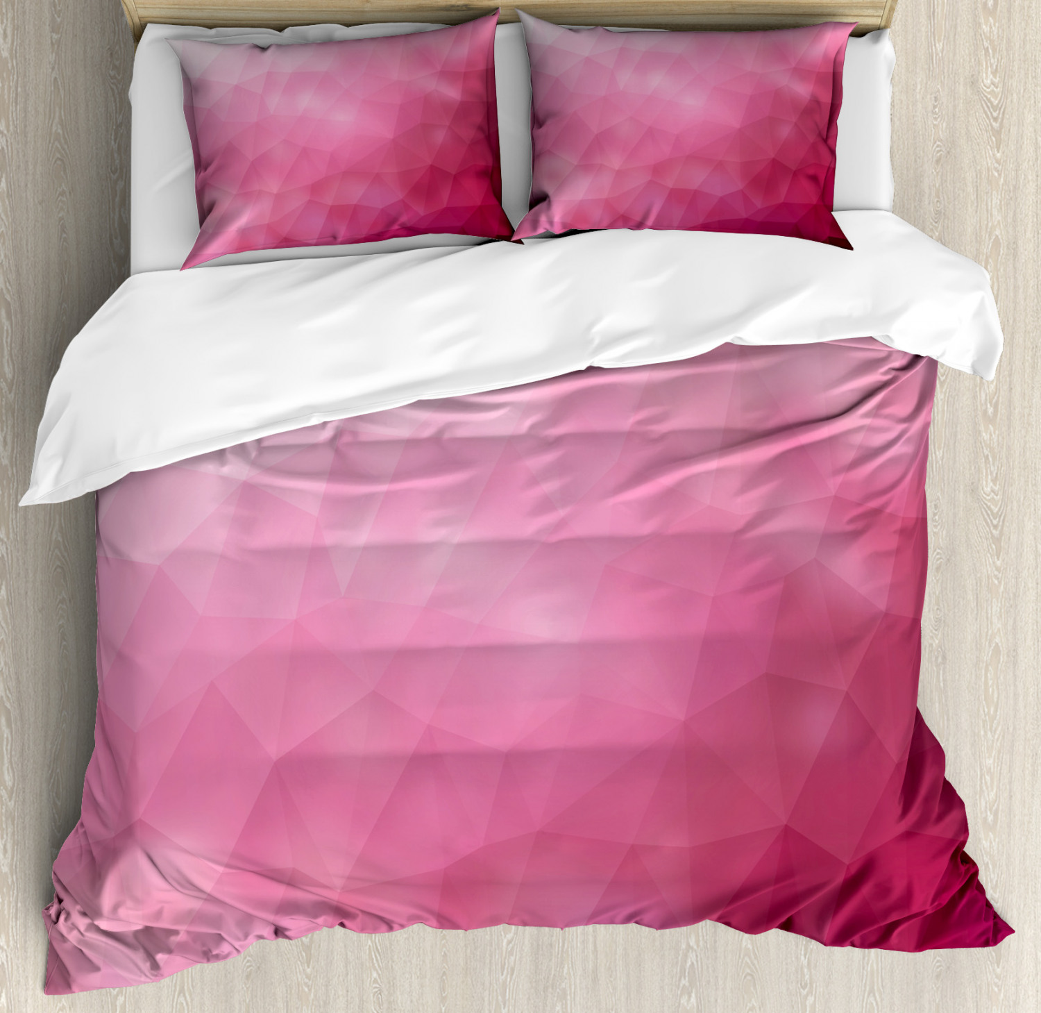 Pink Duvet Cover Set with Pillow Shams Shades Fragments Gradient Print