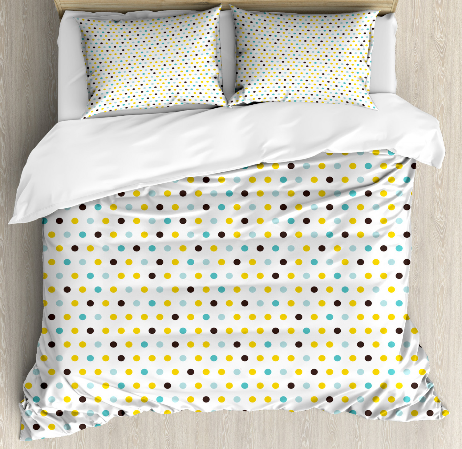 Retro Duvet Cover Set with Pillow Shams Polka Dots Rounds Retro Print Retro Duvet Cover Set with Pillow Shams Polka Dots Rounds Retro Print
