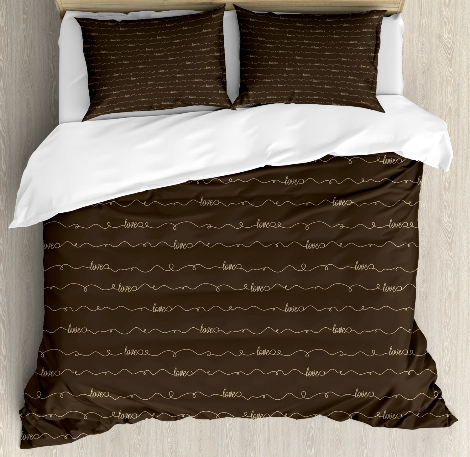 Brown Duvet Cover Set with Pillow Shams Hope Love Fun ...