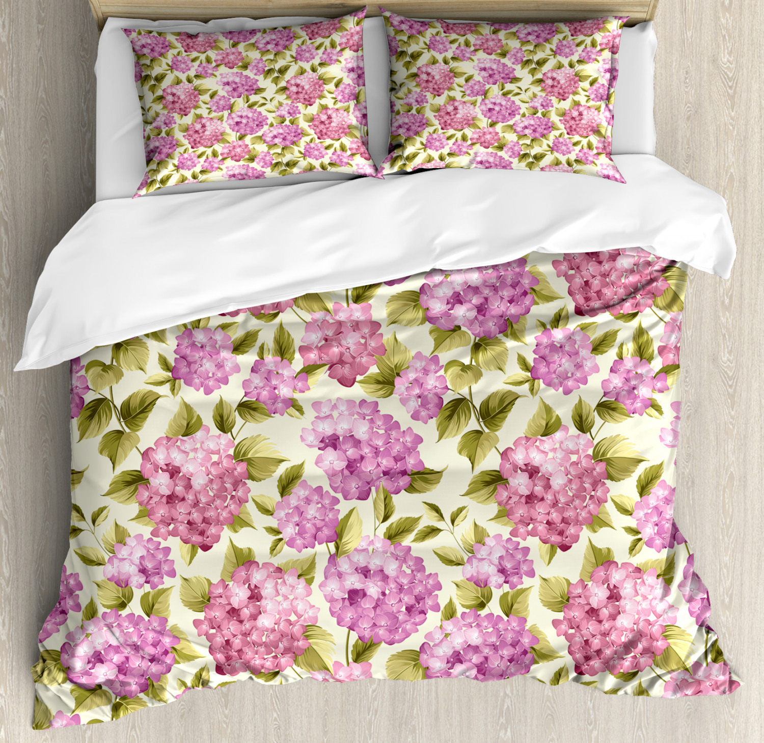 Shabby Chic Duvet Cover Set With Pillow Shams Flower With Leaves