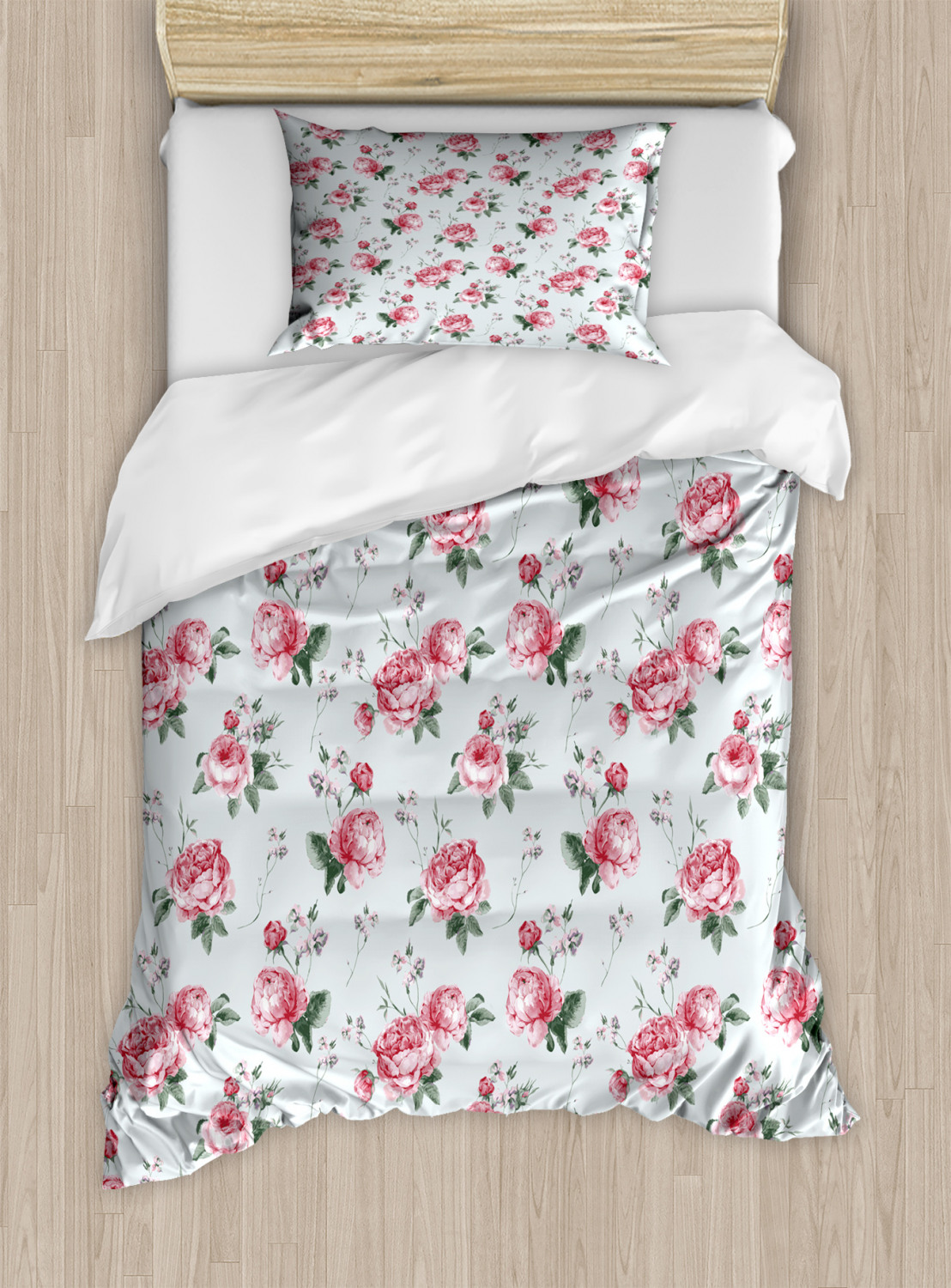 Romantic Duvet Cover Set with Pillow Shams Spring Flowers ...