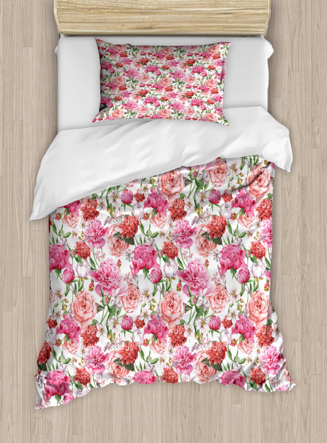 Details about   Shabby Chic Quilted Bedspread & Pillow Shams Set Spring Garden Roses Print 