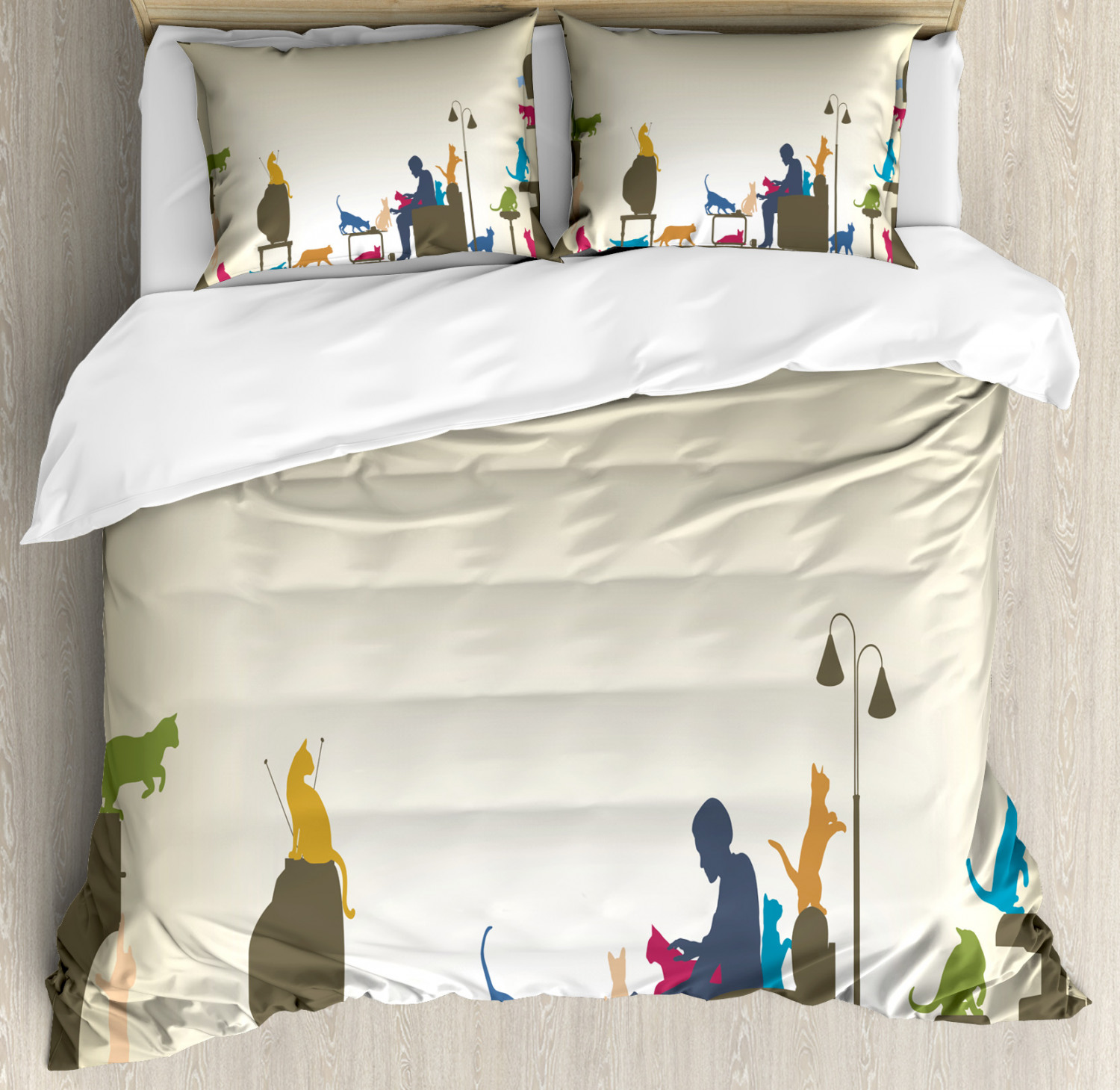 Crazy Cat Lady Home Print Details about   Multicolor Quilted Bedspread & Pillow Shams Set 