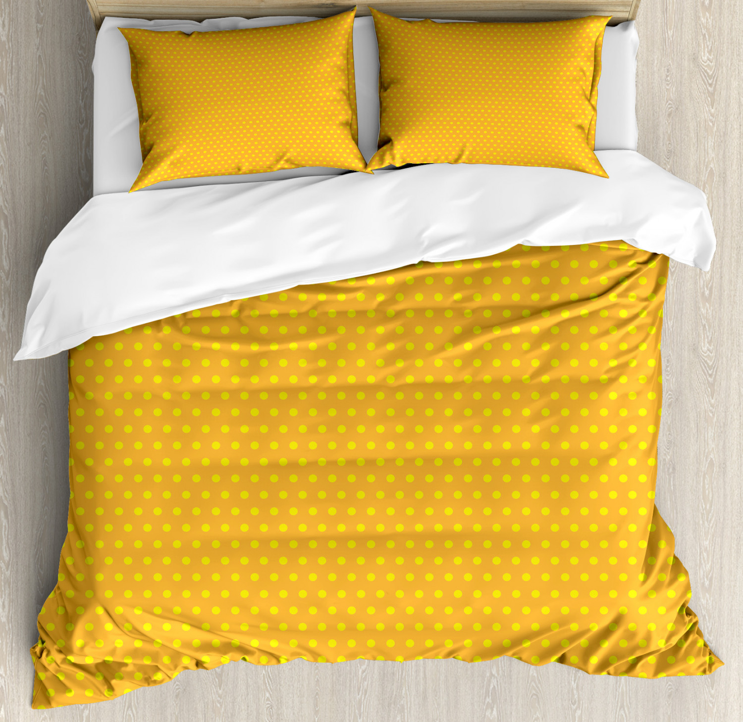Retro Duvet Cover Set With Pillow Shams Vintage Dots Marigold