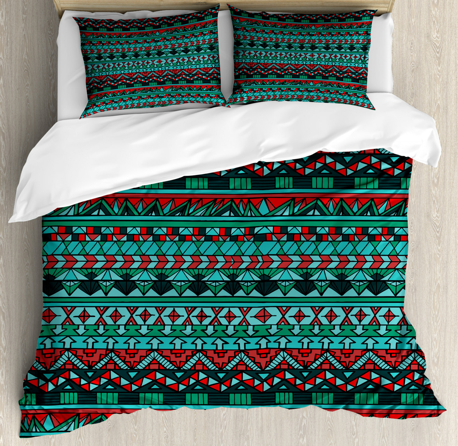 Tribal Duvet Cover Set with Pillow Shams Hand Drawn Ethnic ...