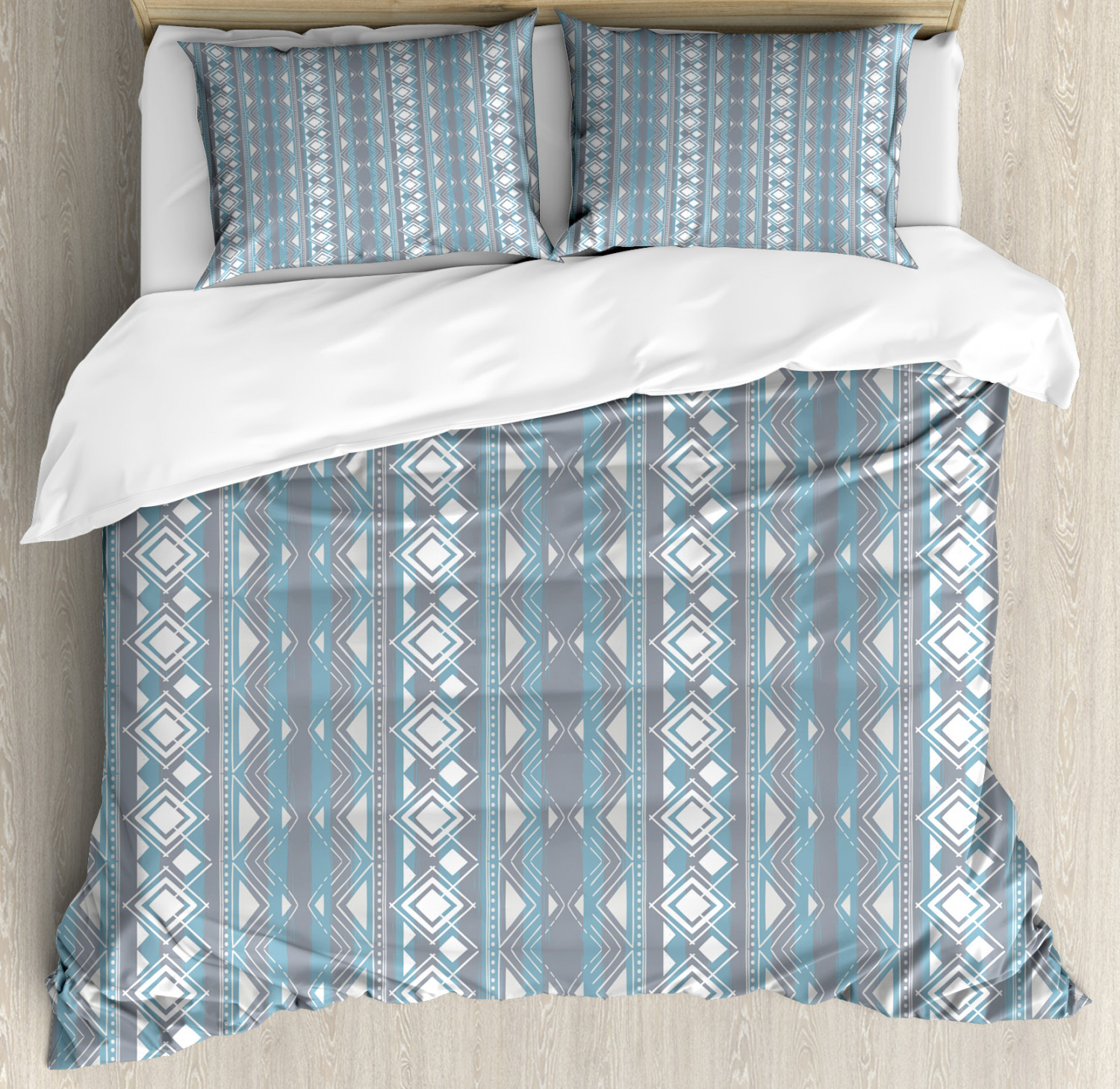 Moroccan Duvet Cover Set With Pillow Shams Geometric Border