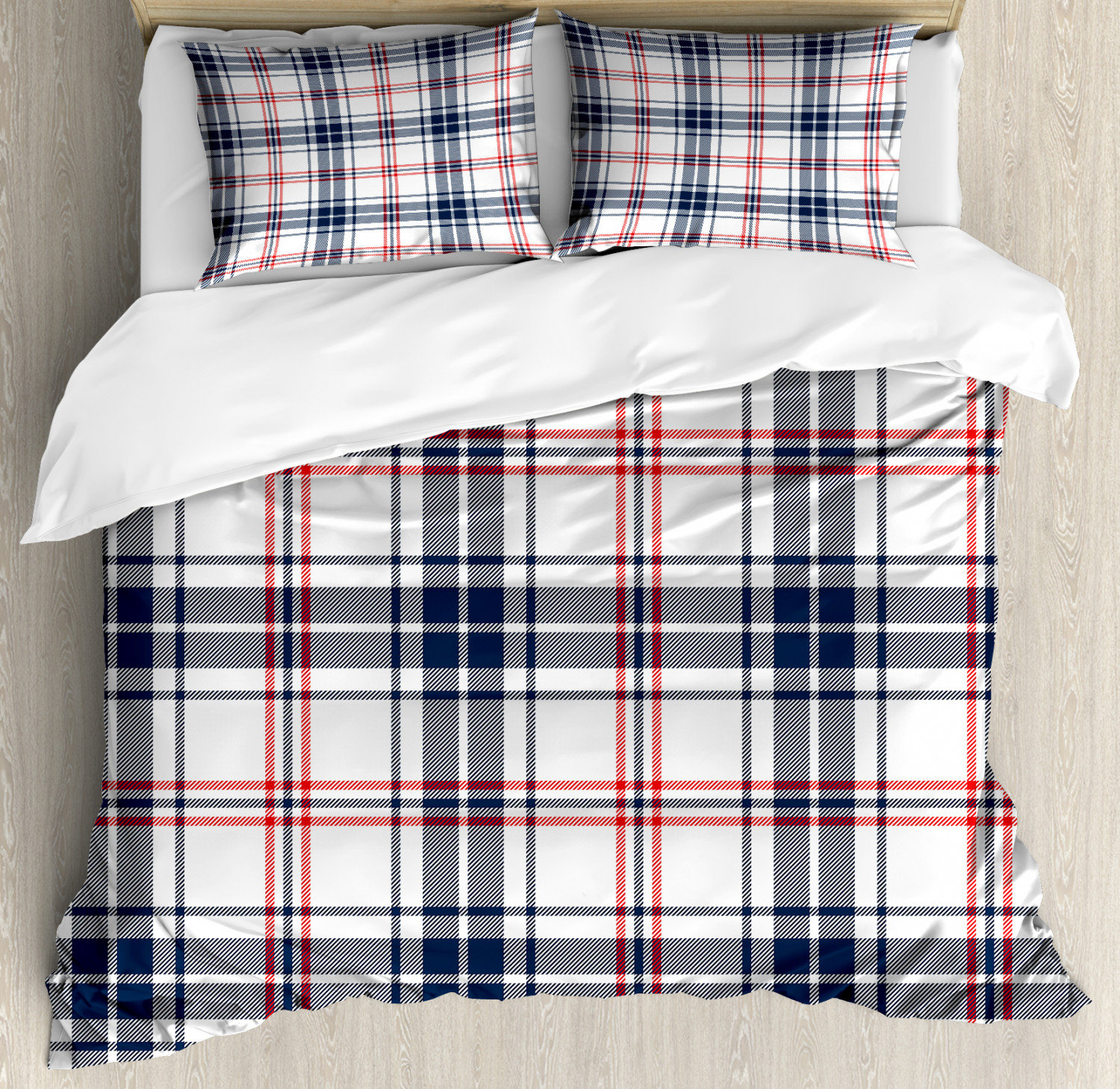 Fashion Duvet Cover Set With Pillow Shams English Tartan Motif