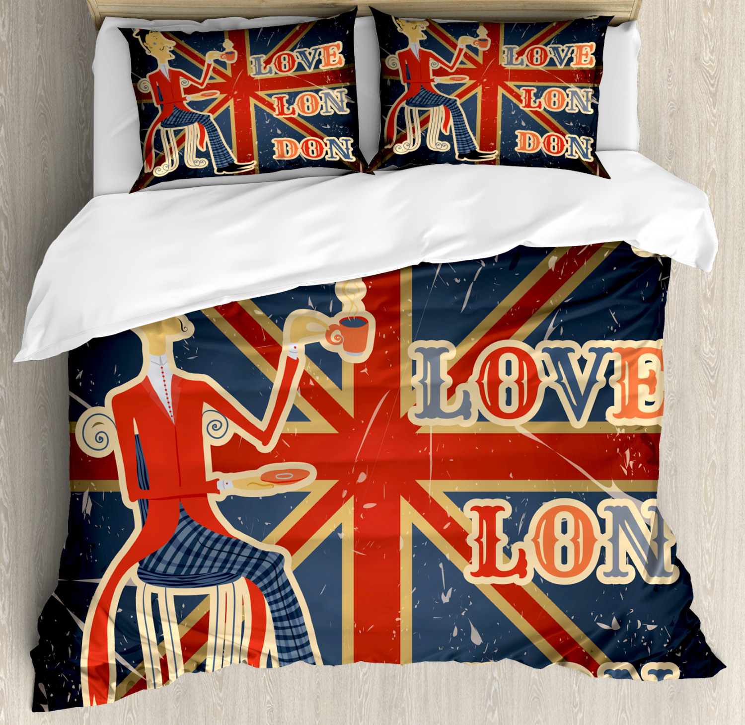 Urban Duvet Cover Set With Pillow Shams London English Man Flag