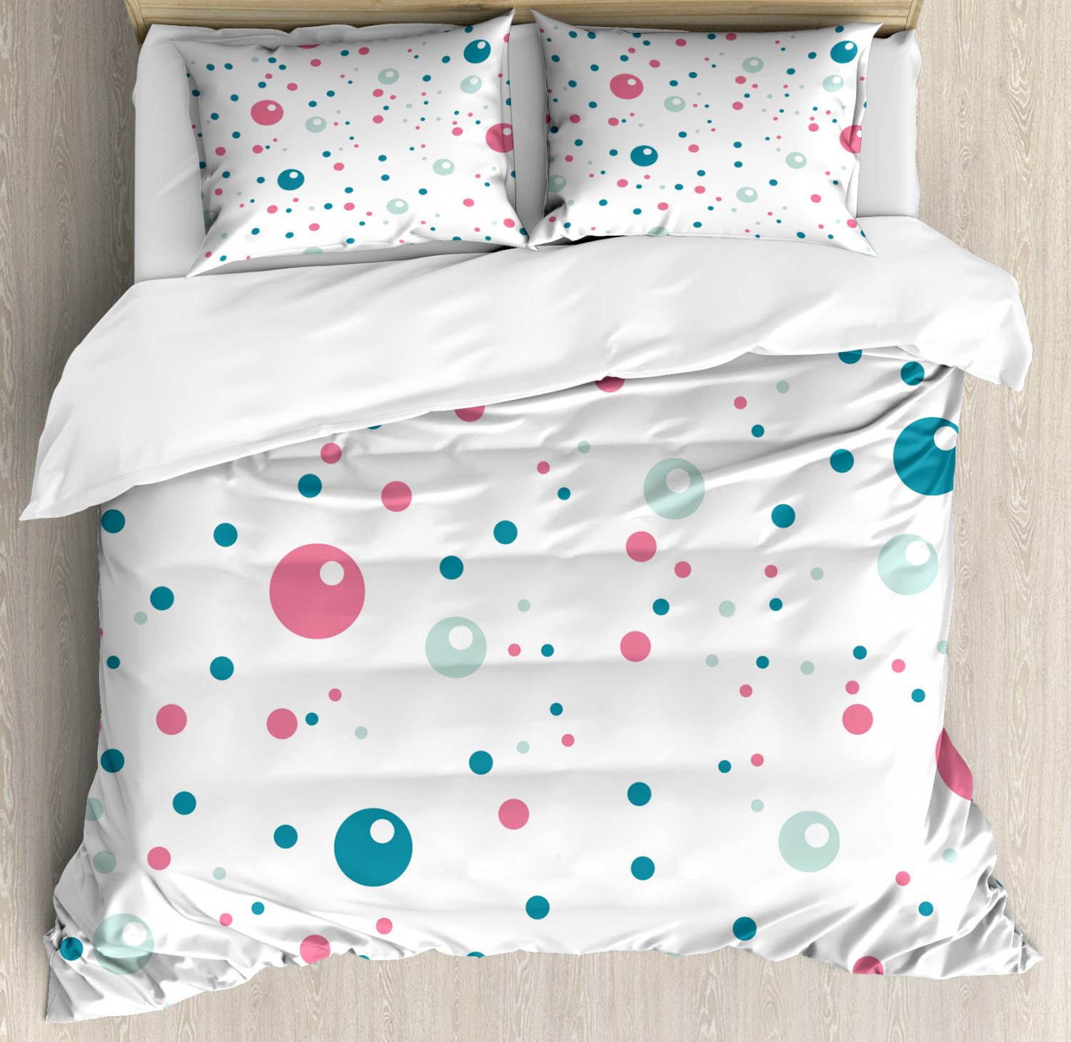 Modern Duvet Cover Set With Pillow Shams Pastel Color Polka Dots