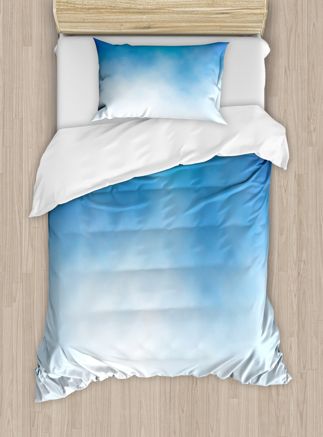 Blue Duvet Cover Set With Pillow Shams White Cloud In Clear Sky