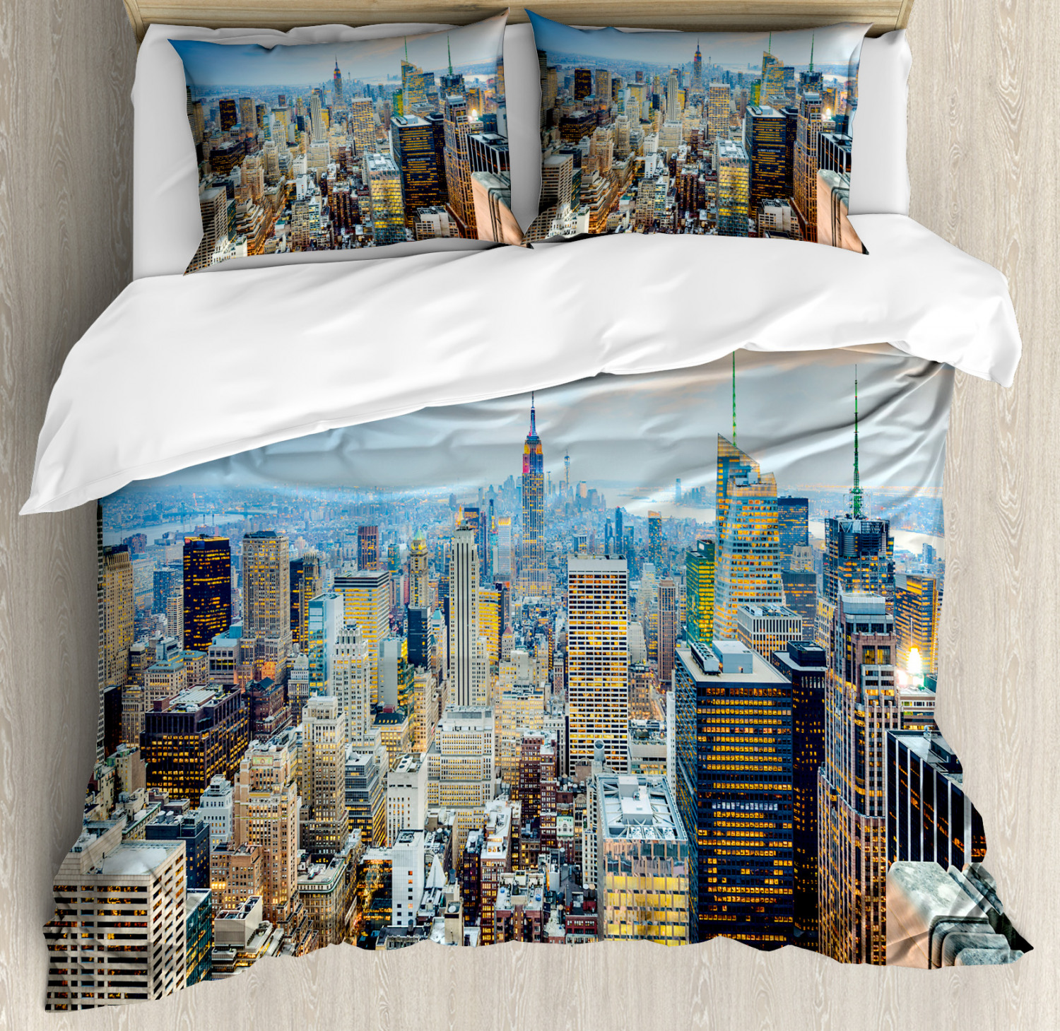 Urban Duvet Cover Set With Pillow Shams Aerial View New York City