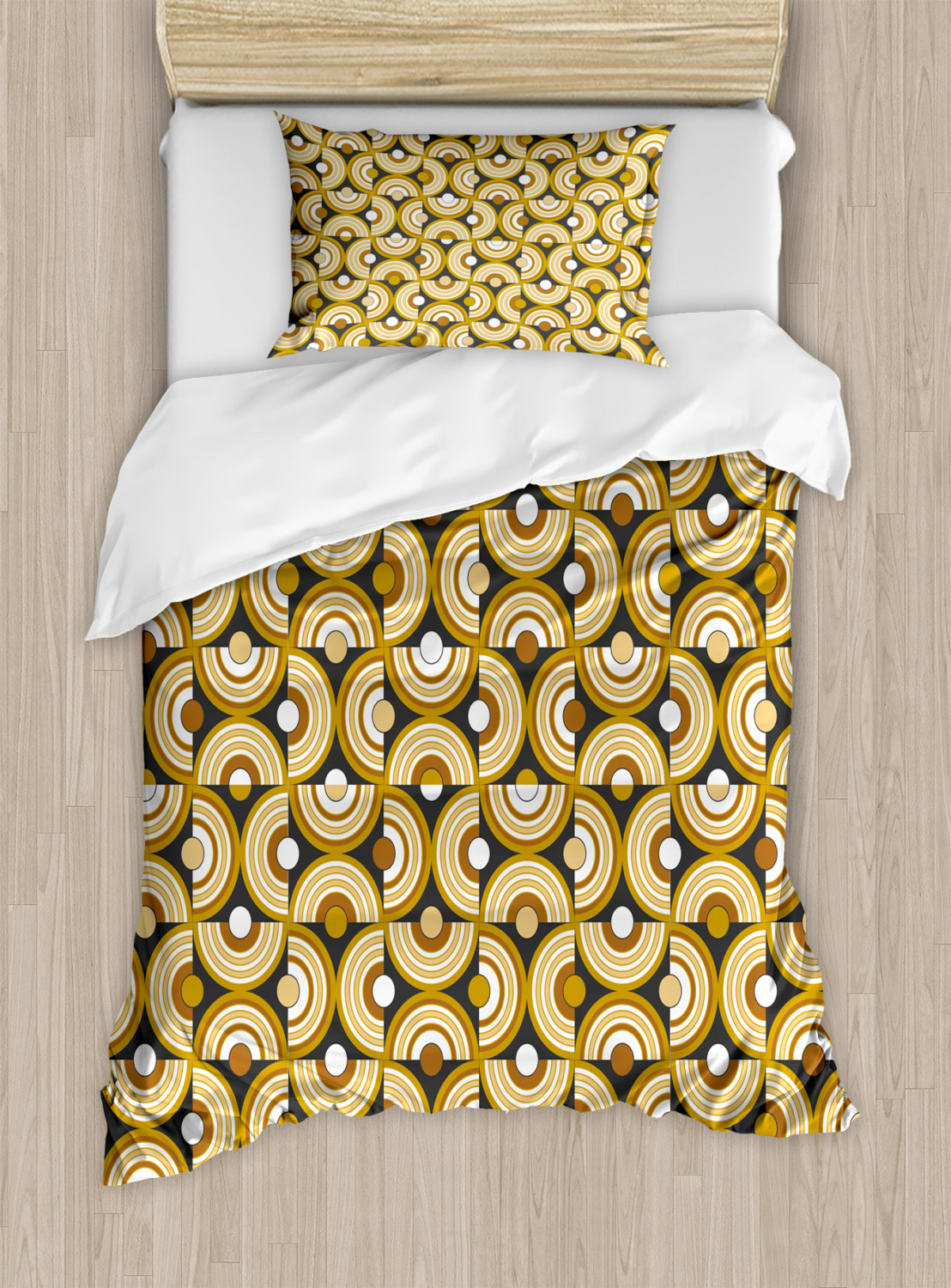 Retro Duvet Cover Set with Pillow Shams Funky Abstract Rounded Print eBay