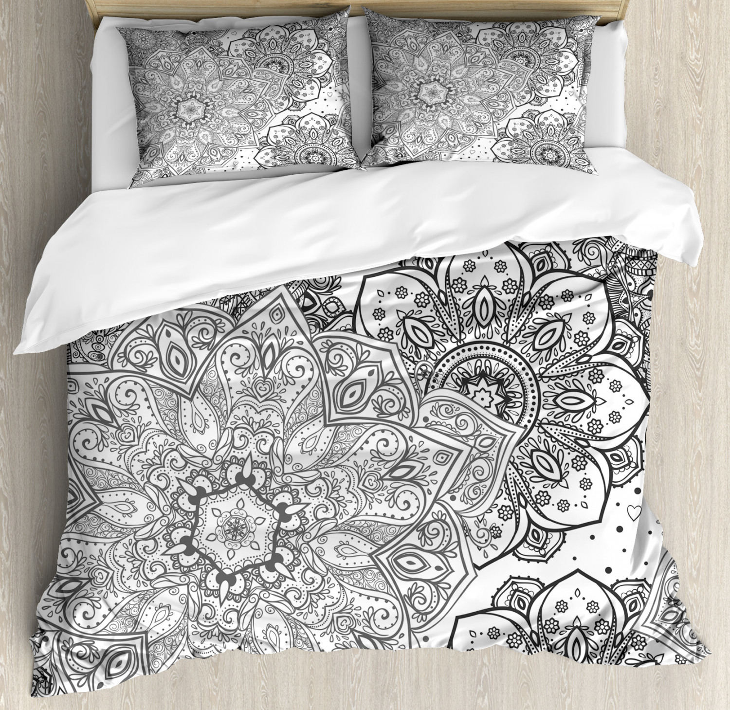 Mandala Duvet Cover Set With Pillow Shams Eastern Ethnic Floral